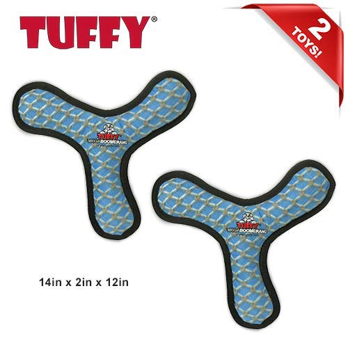 **TUFFY - World's Toughest Soft Dog Toy - MEGA Boomerang with Squeakers - Multi-Layer Durable Design for Tug, Toss & Fetch - Machine Washable & Floats - Perfect for Playtime & Outdoor Adventures (Chain Link 2 Pack)**