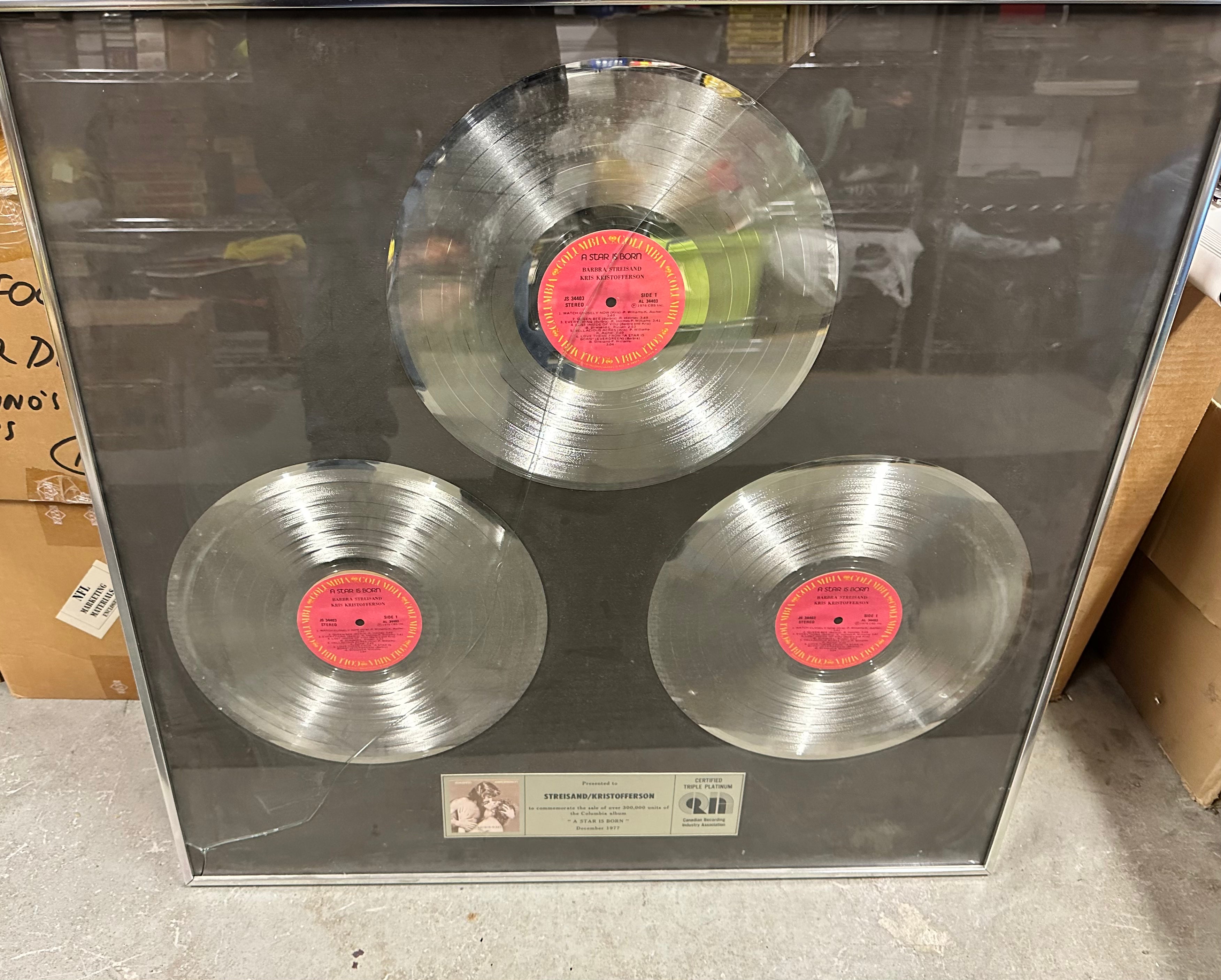 Rare A Star is Born 1977 Triple Platinum Records Set - Framed Display for Music Collectors & Movie Fans - Perfect for Home Theater, Man Cave, or Gift