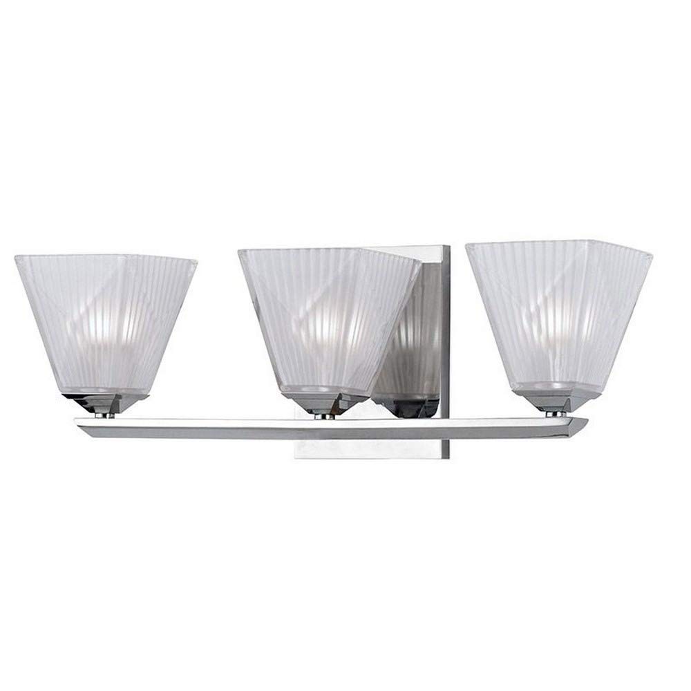 Hudson Valley Lighting Hammond 3-Light Bathroom Vanity Light - Polished Chrome Finish with Etched Crystal Frosted Glass Shade for Modern Bathroom, Powder Room, and Dressing Room Lighting