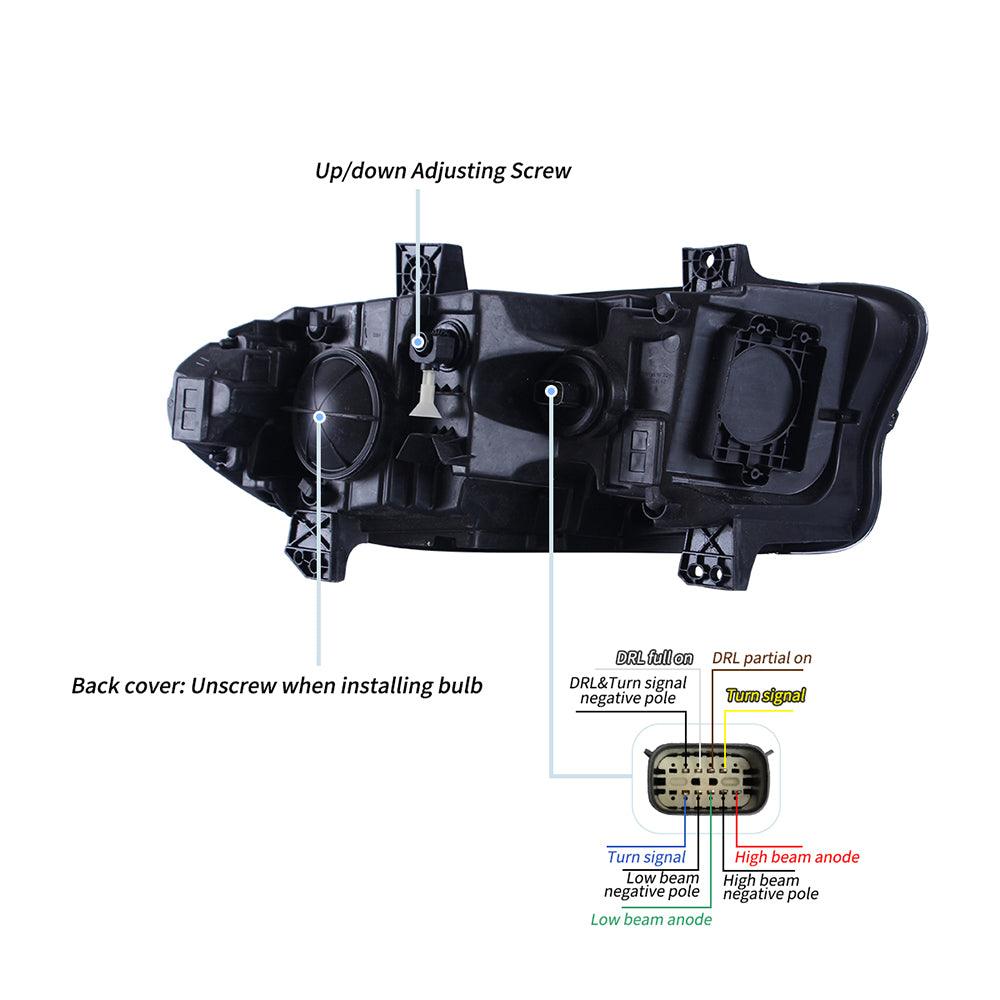 High-Performance LED Headlight Assembly - Dual Beam Projector for 2015-2023 Dodge Charger 7th Gen (LD) - Black Housing - Upgrade Your Night Driving & Style