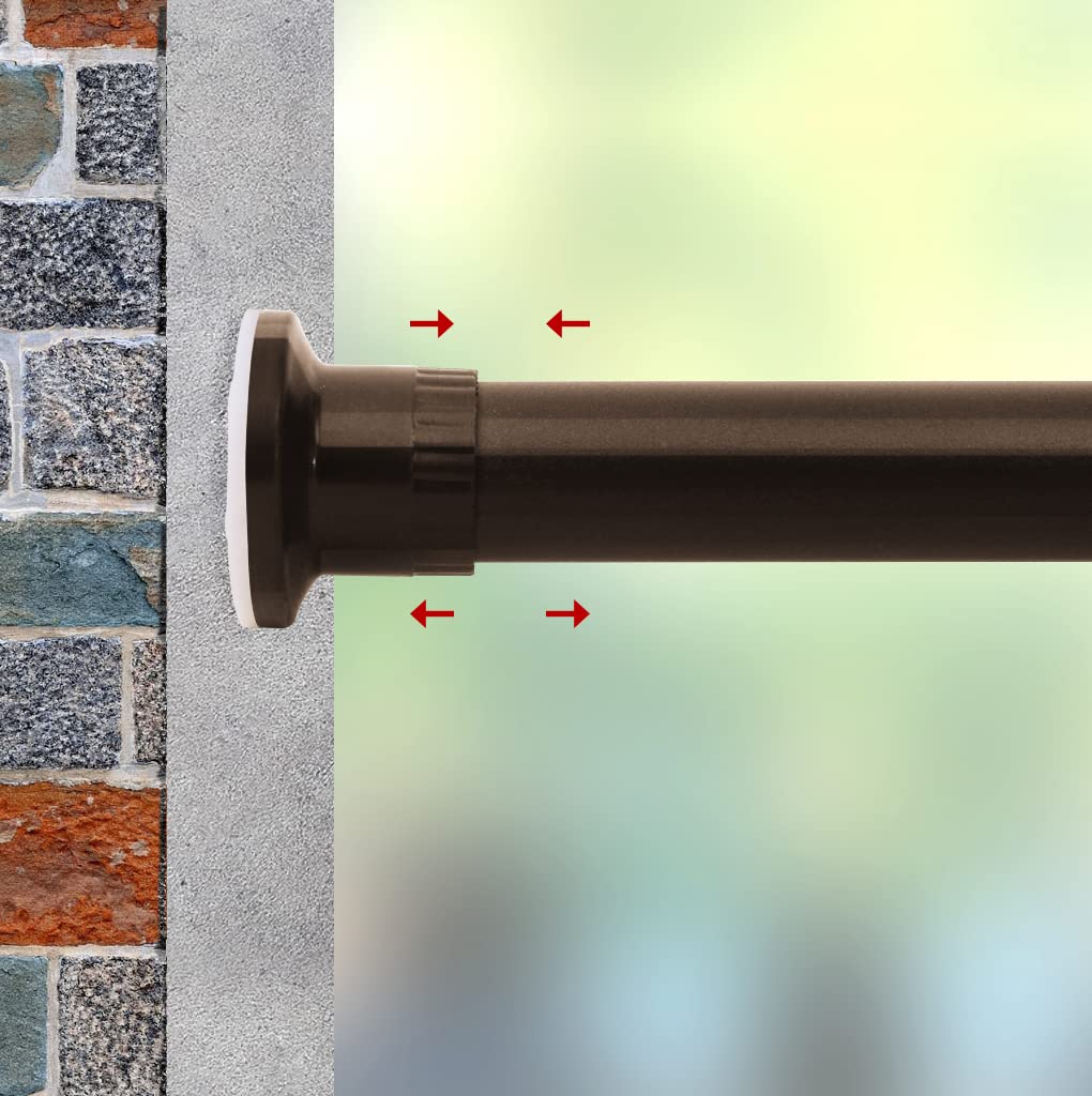 Refrze No-Drill Adjustable Tension Curtain Rod - 83-122 Inch Brown Room Divider, Shower & Window Rod | Perfect for Bathroom Privacy, Studio Apartments & Dorm Room Dividers