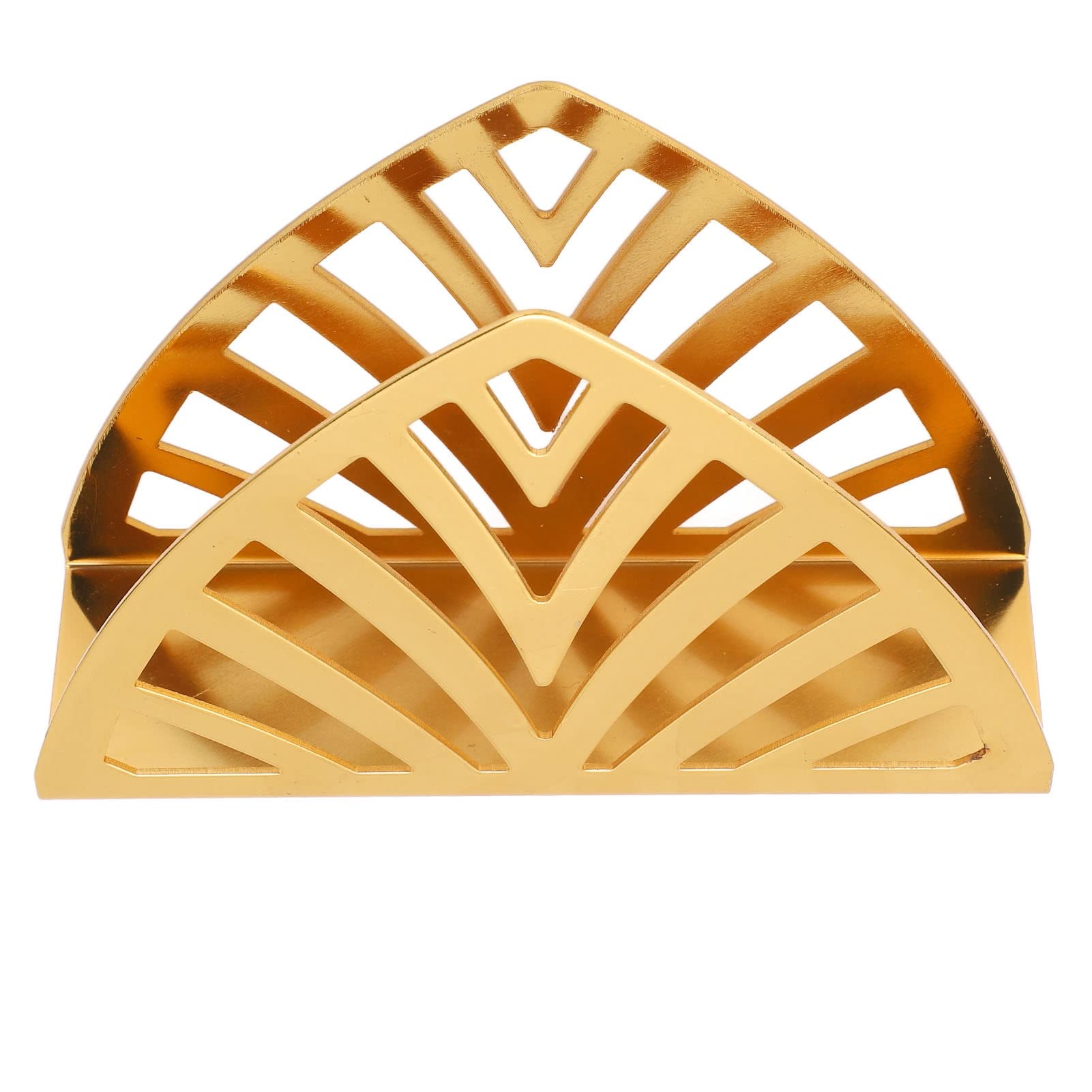 Elegant Gold Triangular Tissue Holder - Hollow Out Pattern Napkin Stand for Dining Table, Picnic & Outdoor Party Decor | Perfect for Home, Restaurant & Wedding Events