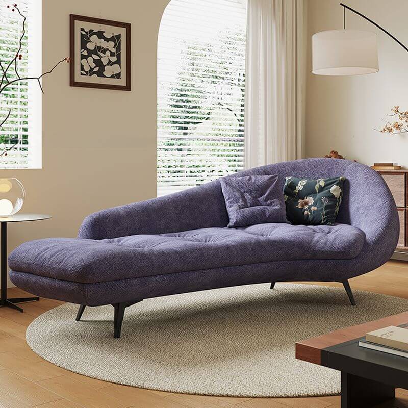 Minimalist Modern Chaise Lounge Chair with Right Arm and Ergonomic Design - Perfect for Living Room, Bedroom, or Office Relaxation