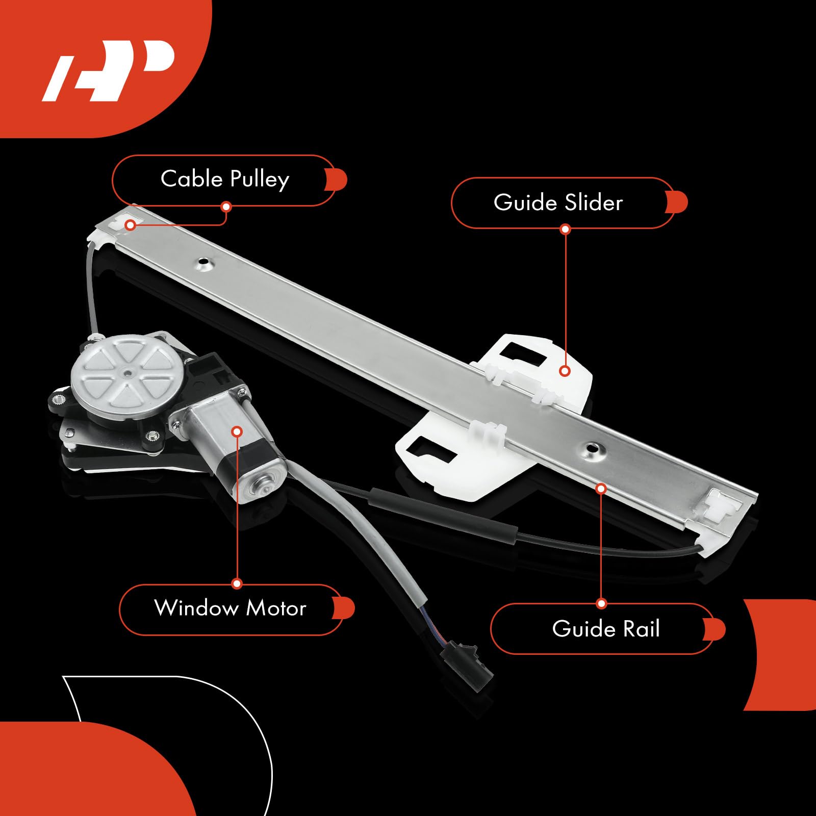 Premium Power Window Regulator with 2-Pin Motor - Compatible with Jeep Wrangler JK 2007-2018 (Rear Passenger Side) | Durable Replacement Part for Smooth Window Operation | Ideal for Off-Roading & Daily Driving