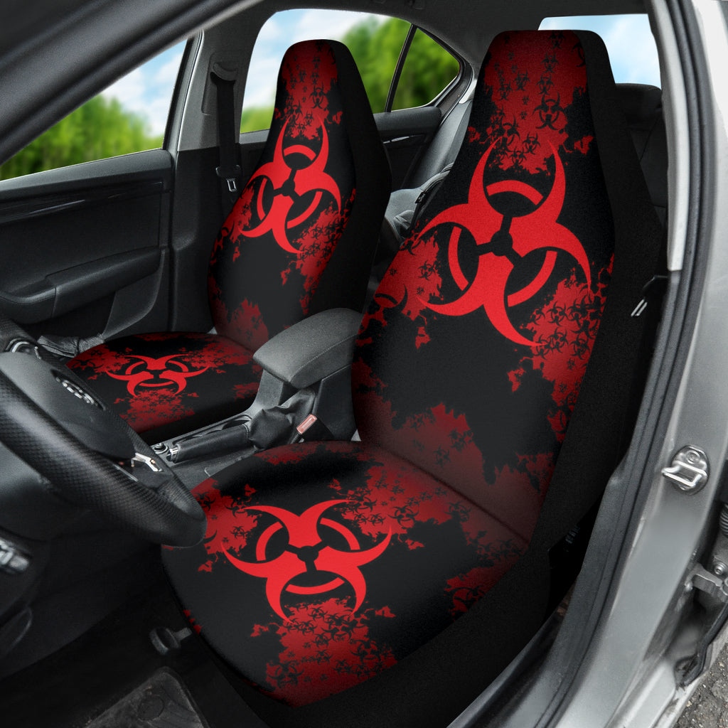 Biohazard Red Grunge Car Seat Covers 212101 - Waterproof & Non-Slip Universal Fit for Cars, Trucks & SUVs - Perfect for Gamers, Horror Fans & Car Enthusiasts