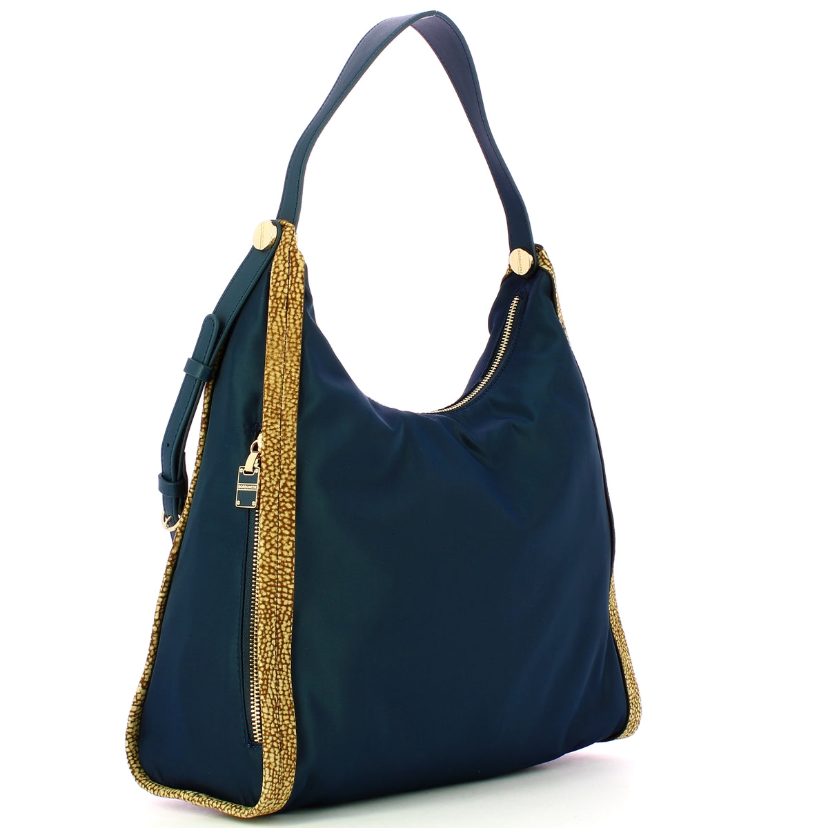 Borbonese Hobo New Orbit Medium Handbag in Blue Prussia Op Naturale - Stylish Crossbody Bag for Women, Perfect for Work, Travel & Everyday Use