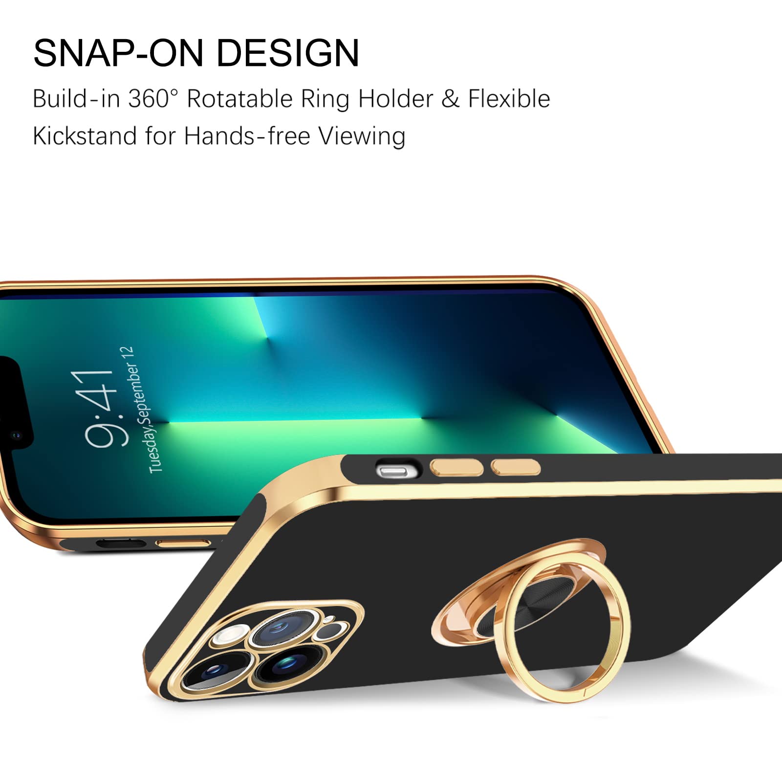 BENTOBEN iPhone 13 Pro Case with 360° Ring Holder & Magnetic Mount - Slim Fit Protective Cover for iPhone 13 Pro 6.1