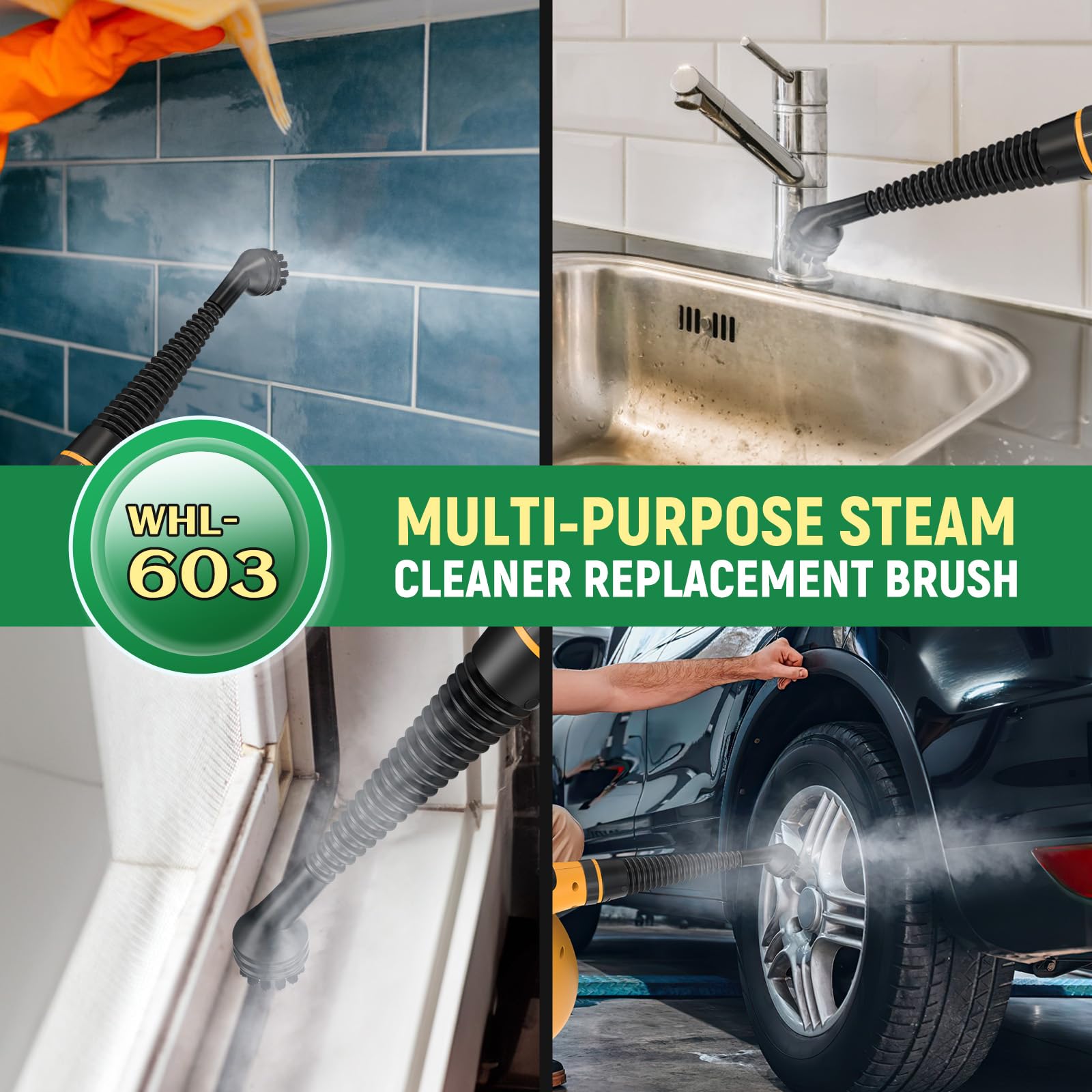 3 Pack WHL-603 Steam Cleaner Replacement Brushes - Compatible with Hard Surface Steam Cleaner WHL-603 - Durable Cleaning Attachments for Floors, Tiles & Grout - Perfect for Home Deep Cleaning & Sanitizing