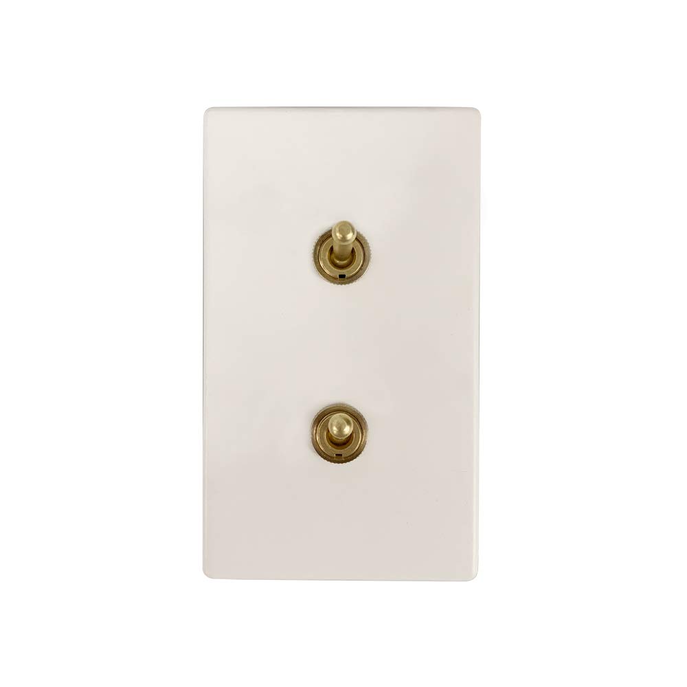 Vintage Light Switch ON-Off Set - 15A 250V AC 2-Pin Toggle Switch Plate - White Retro Style for Home Decor & Industrial Interiors - Perfect for Bedroom, Living Room, Office & Cafe Lighting Upgrade