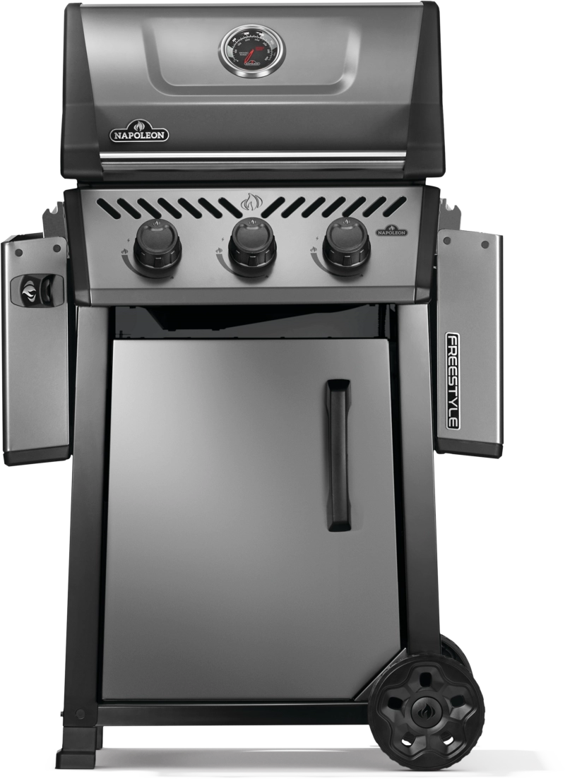 Napoleon Freestyle 365 3-Burner Propane Gas Grill - Freestanding Outdoor BBQ Grill for Patio, Backyard, and Tailgating | Durable Stainless Steel Construction | Perfect for Grilling Burgers, Steaks, and Vegetables