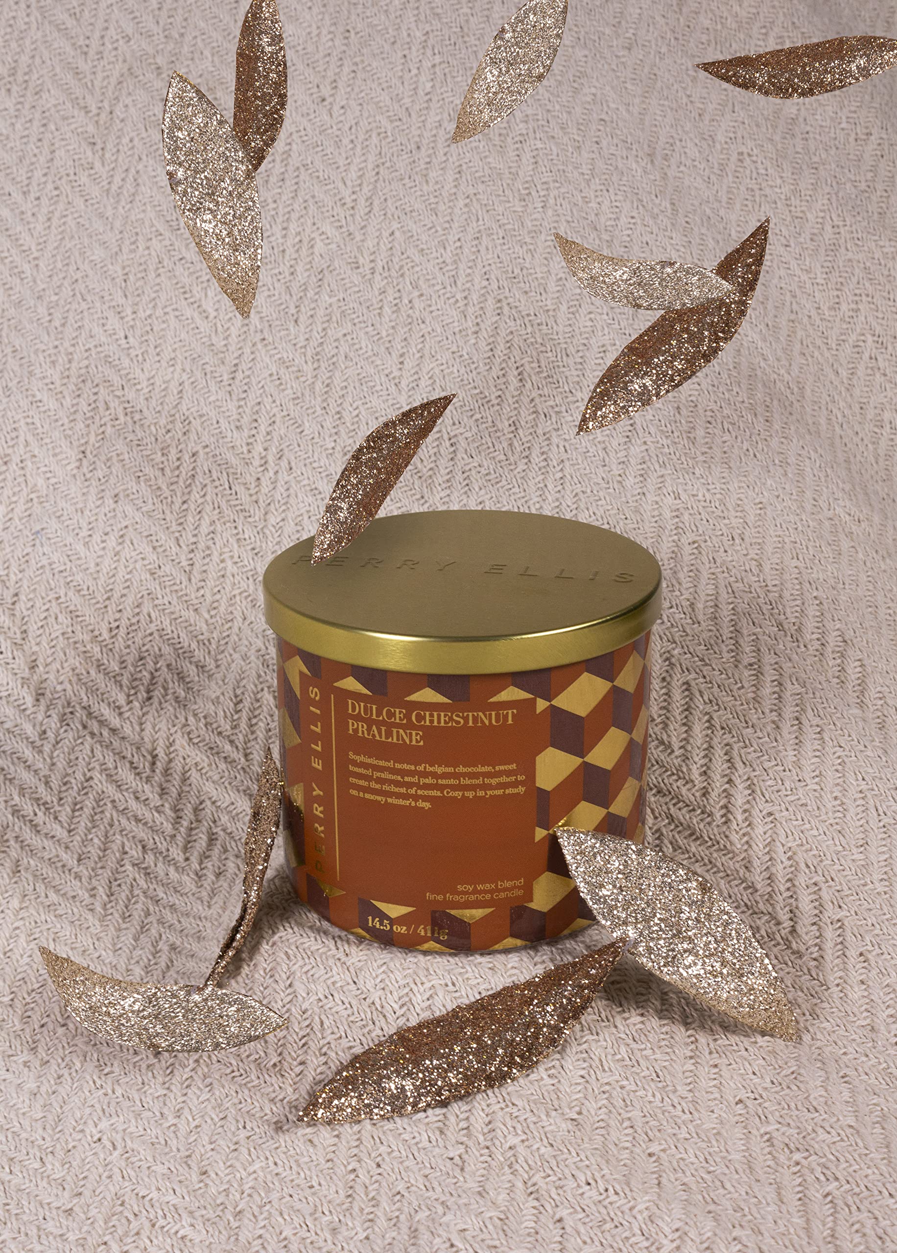 Perry Ellis Scented Soy Candle - Dulce Chestnut Praline Fragrance, Long-Lasting Aromatherapy Candle for Home, Relaxation & Gifts