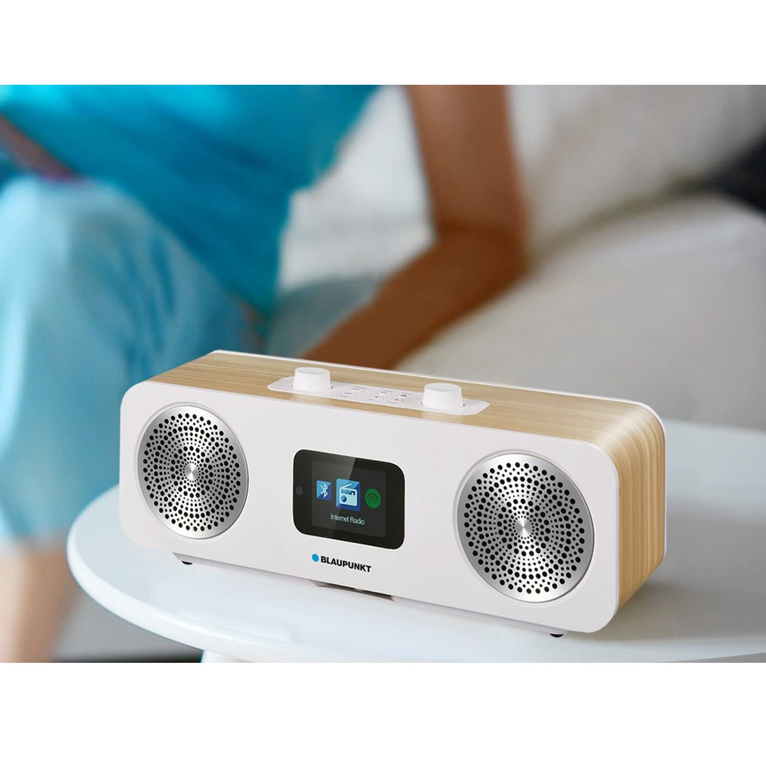 Blaupunkt IR50DAB Internet Radio with Digital DAB+ & FM, White Wooden Design - Perfect for Home, Office, and Kitchen Use