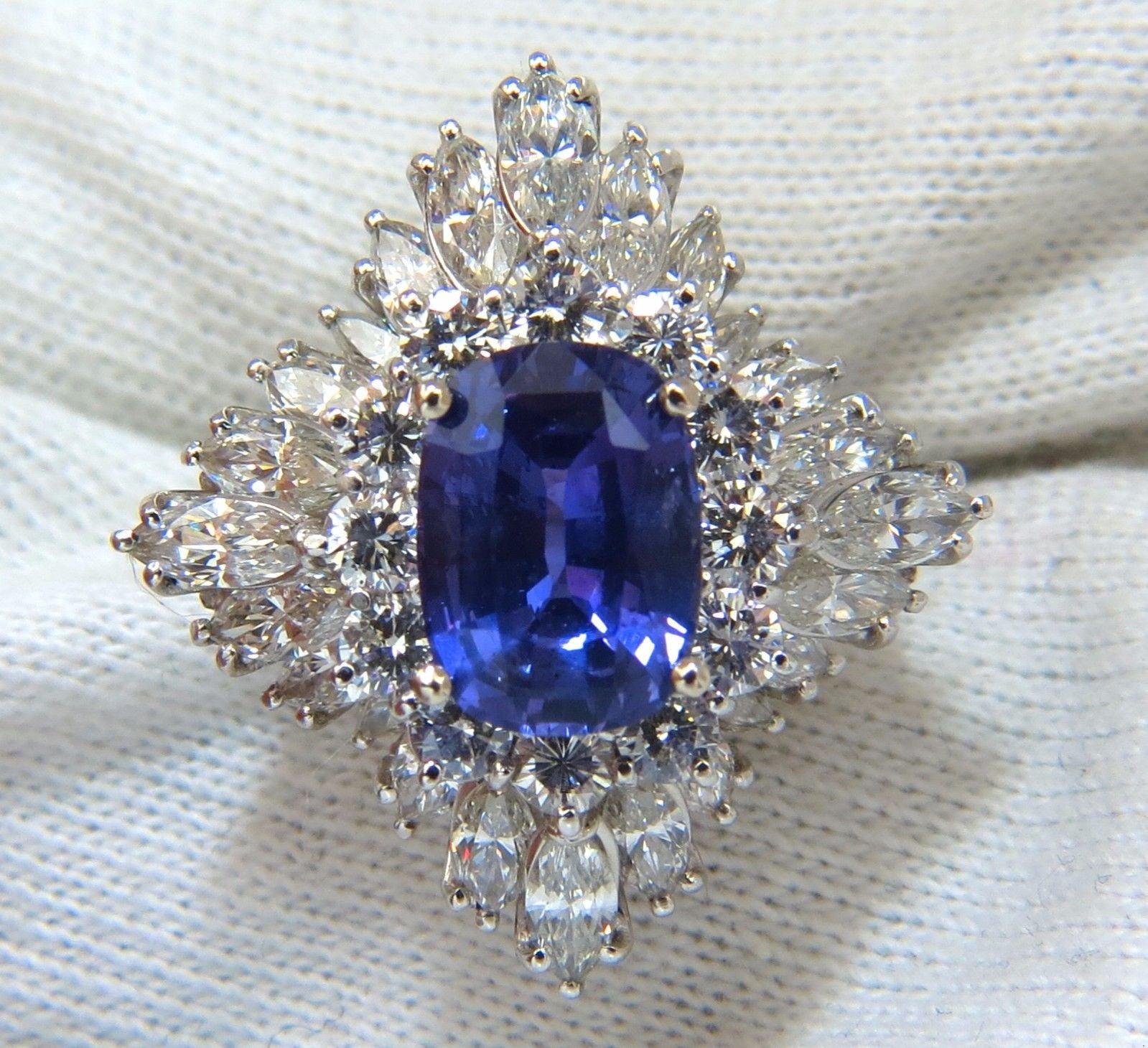 7.87CT GIA Certified Natural No Heat Vivid Purple Sapphire & Diamond Platinum Ring for Women - Elegant Engagement, Wedding & Anniversary Jewelry Gift