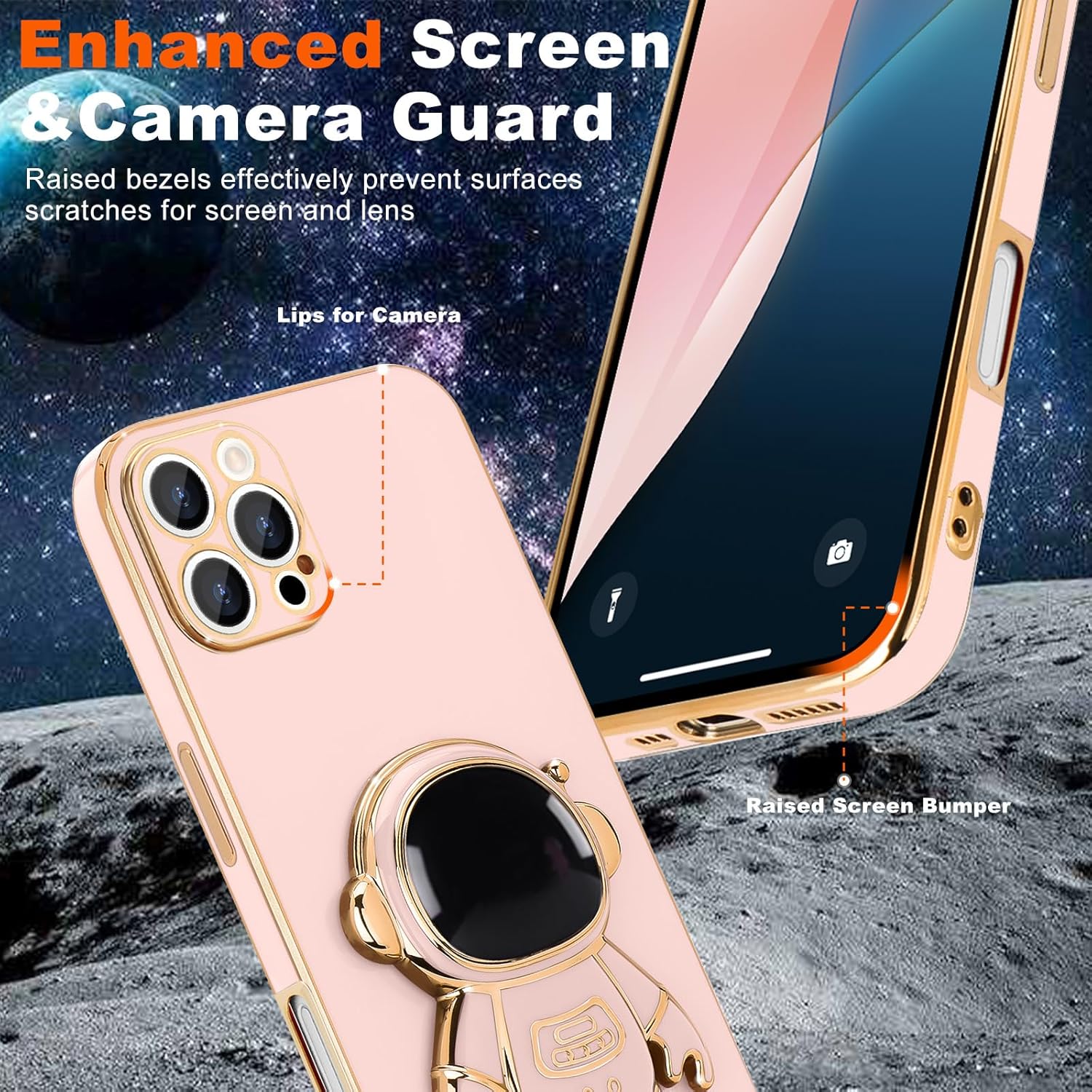 **3D Astronaut iPhone 16 Case - Cute Bling Soft Silicone Phone Cover in Hot Pink | Perfect for Everyday Protection & Stylish Outfits**