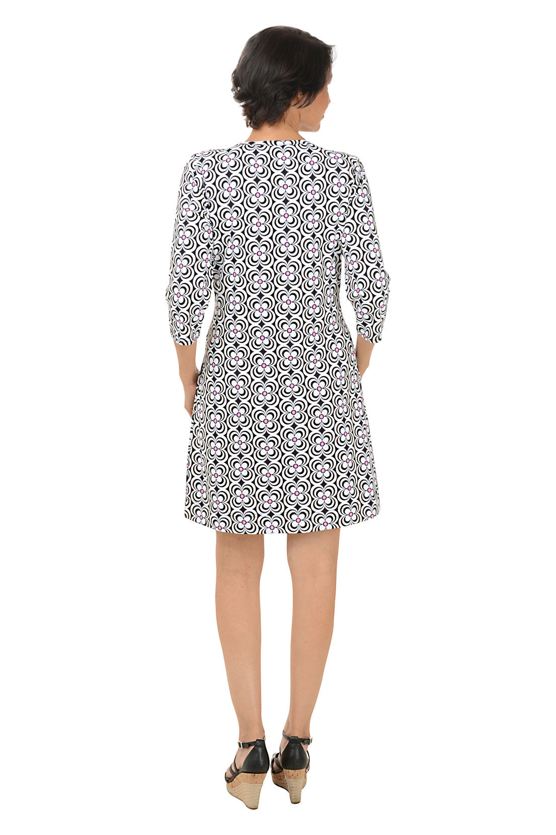Black Floral Sun Protection Dress UPF 50+ for Women - Lightweight Travel & Beach Cover-Up, Casual Summer Outfit