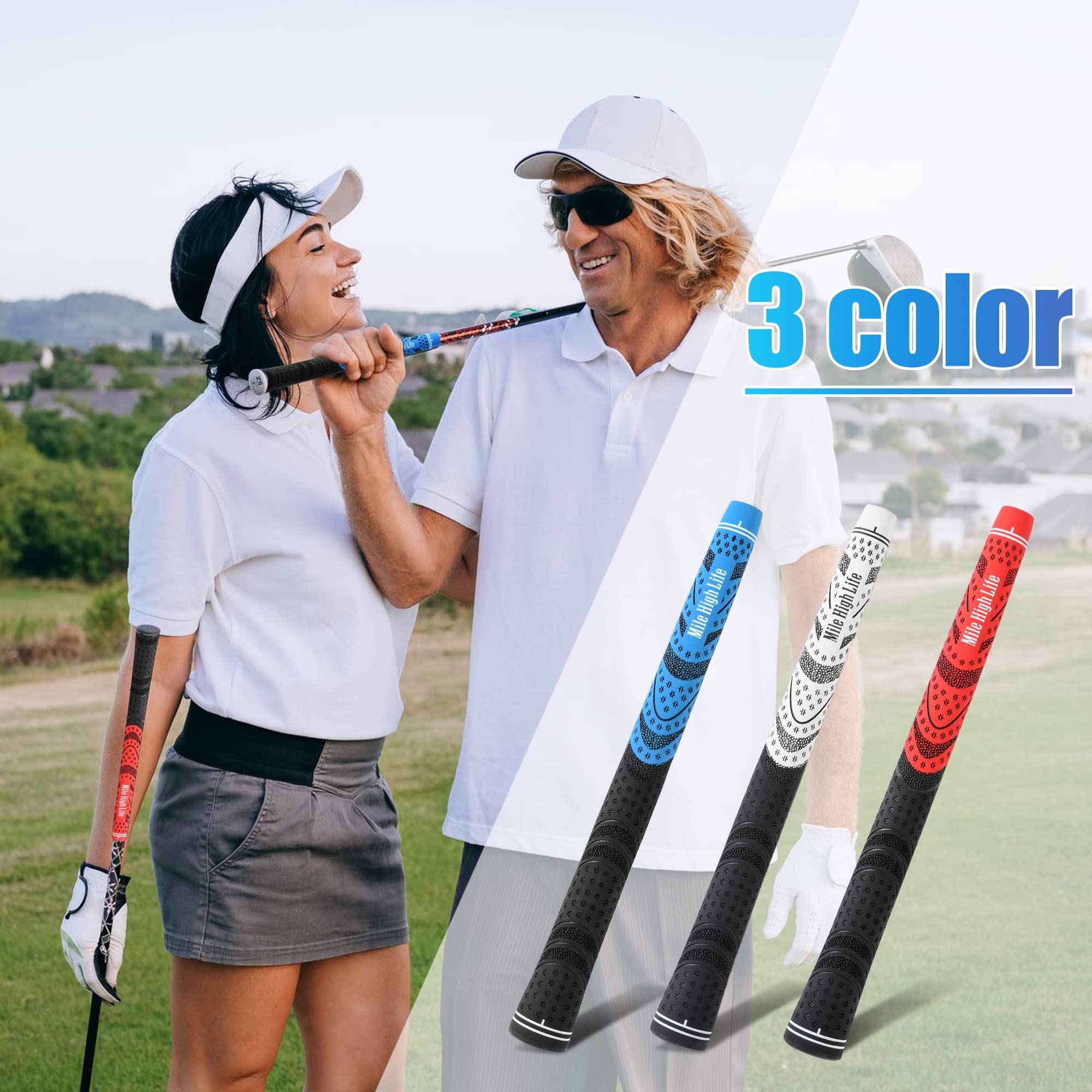 Premium Non-Slip Rubber Golf Grips - 3 Pack or 13 Pack Multi-Compound Golf Club Grips for Men & Women | Enhanced Comfort & Control | Perfect for Driving Range, Practice Sessions & Tournament Play