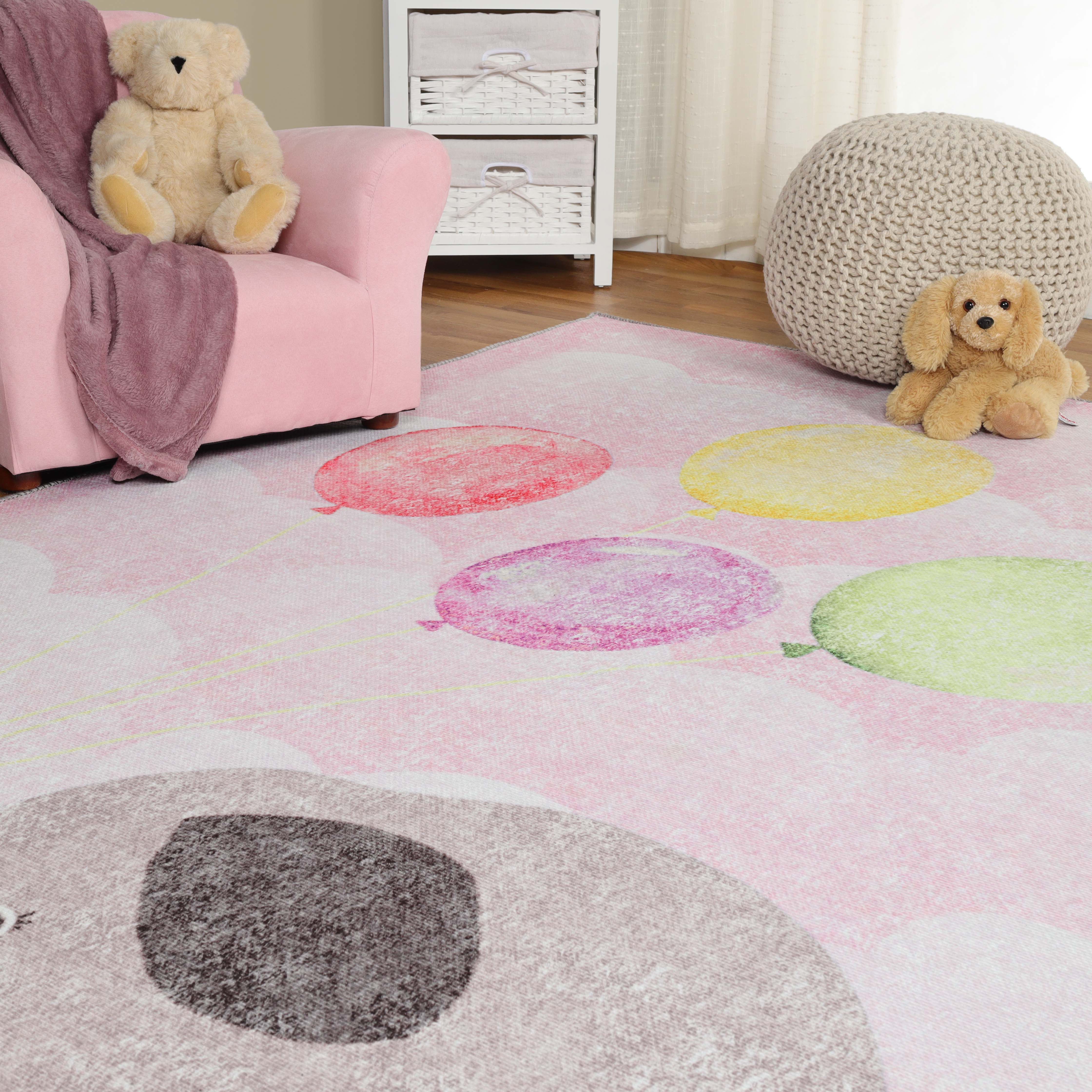Vibrant Elephant Non-Slip Kids Playroom Rug - Soft & Safe Floor Mat for Nursery, Bedroom, and Play Areas