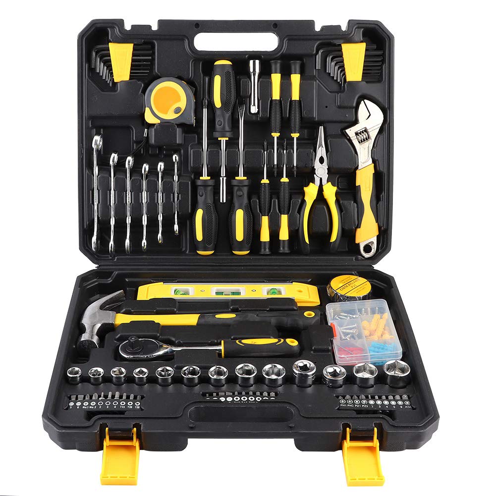 108Pcs Home Tool Kit - Carbon Steel Hand Tool Set with High Hardness for Household Repair, DIY Projects & Maintenance | Includes Storage Box | Perfect for Home Renovation, Car Repair & Emergency Fixes