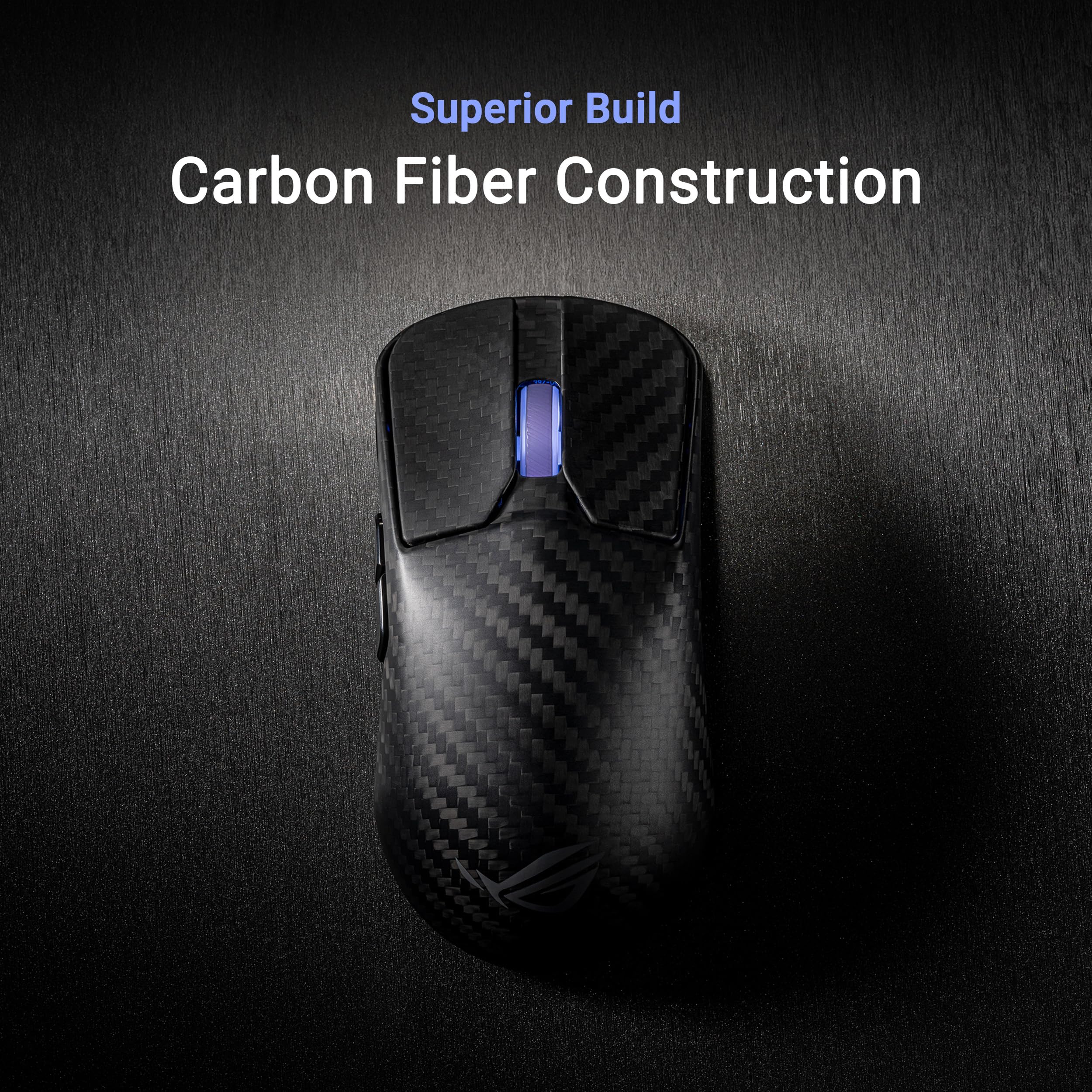 ASUS ROG Harpe Ace Extreme Wireless Gaming Mouse - Carbon Fiber Design, 47g Ultra Lightweight, 42K DPI AimPoint Pro Optical Sensor, Optical Micro Switches, ROG Polling Rate Booster - Perfect for Esports, FPS Gaming, and Professional Competitive Play (Black)