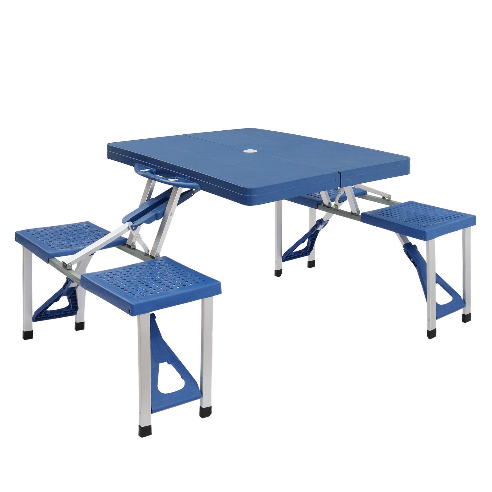 MengK Siamese Folding Table and Chairs Set - Durable Plastic PS Thickened for Indoor/Outdoor Use - Perfect for Picnics, Camping, Parties and Small Space Living