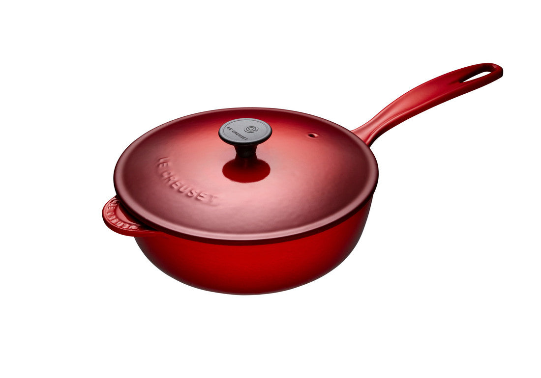 LE CREUSET Enameled Cast Iron Saucier Pan, 2 Quart (2L) – Perfect for Sauces, Stews & One-Pot Meals – Stovetop to Oven Safe – Classic French Cookware for Home Chefs