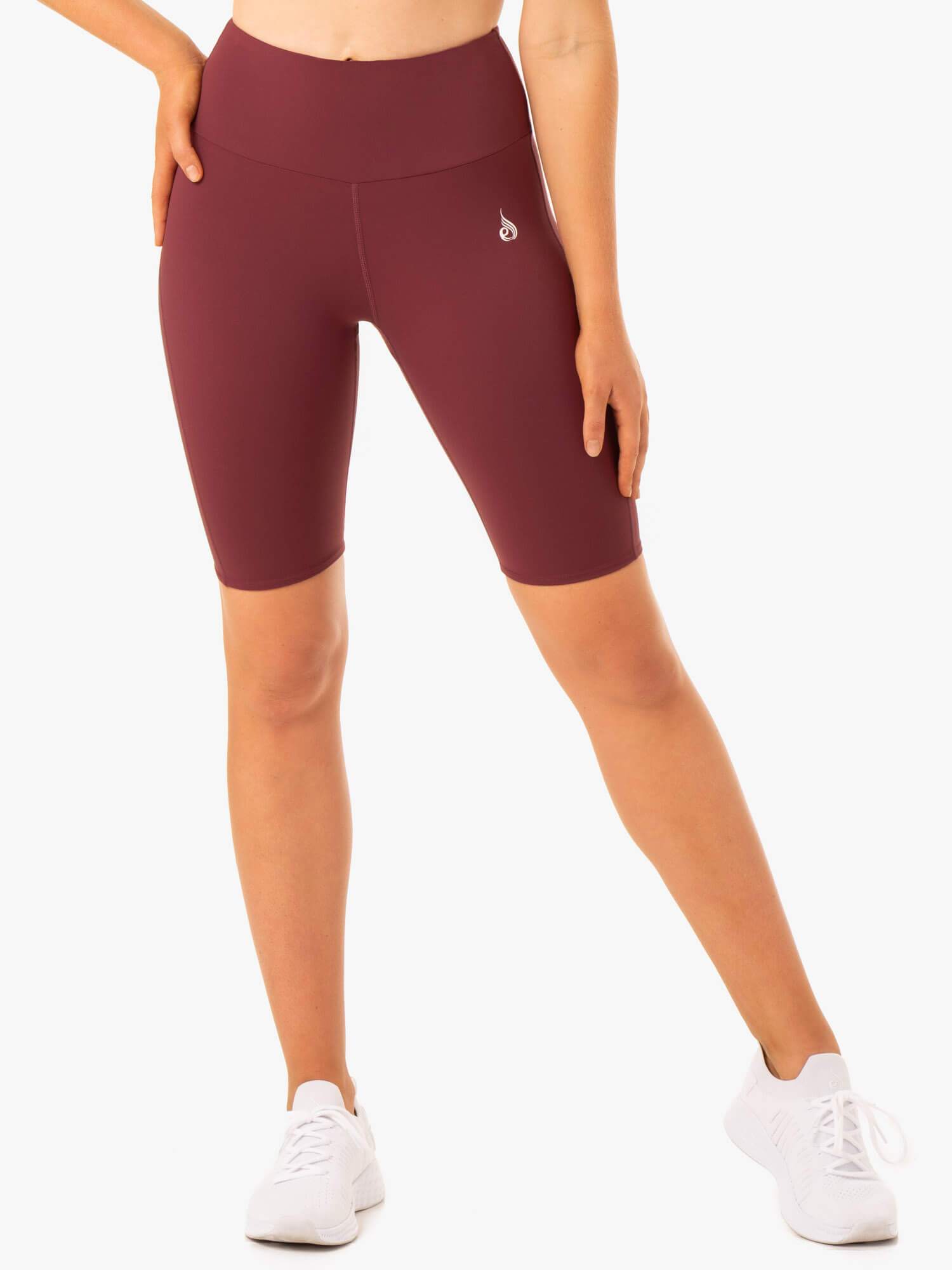 Staples Scrunch Bum Bike Shorts for Women - High Waisted Tummy Control Workout Shorts - Burgundy - Perfect for Cycling, Yoga & Gym