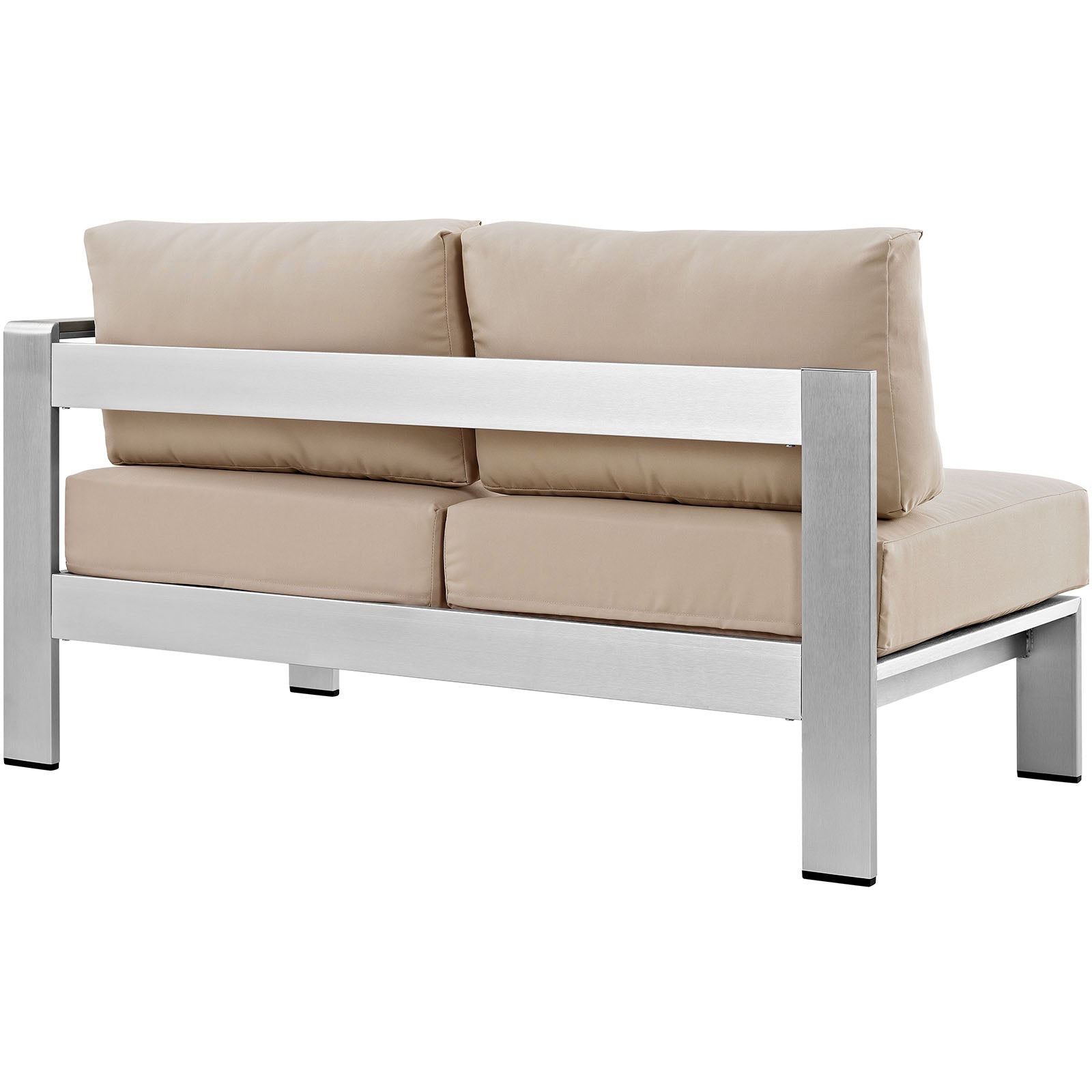 Shore Right Arm Corner Sectional Outdoor Patio Aluminum Loveseat - Waterproof & Rust-Resistant Patio Furniture for Poolside, Garden, and Backyard Relaxation