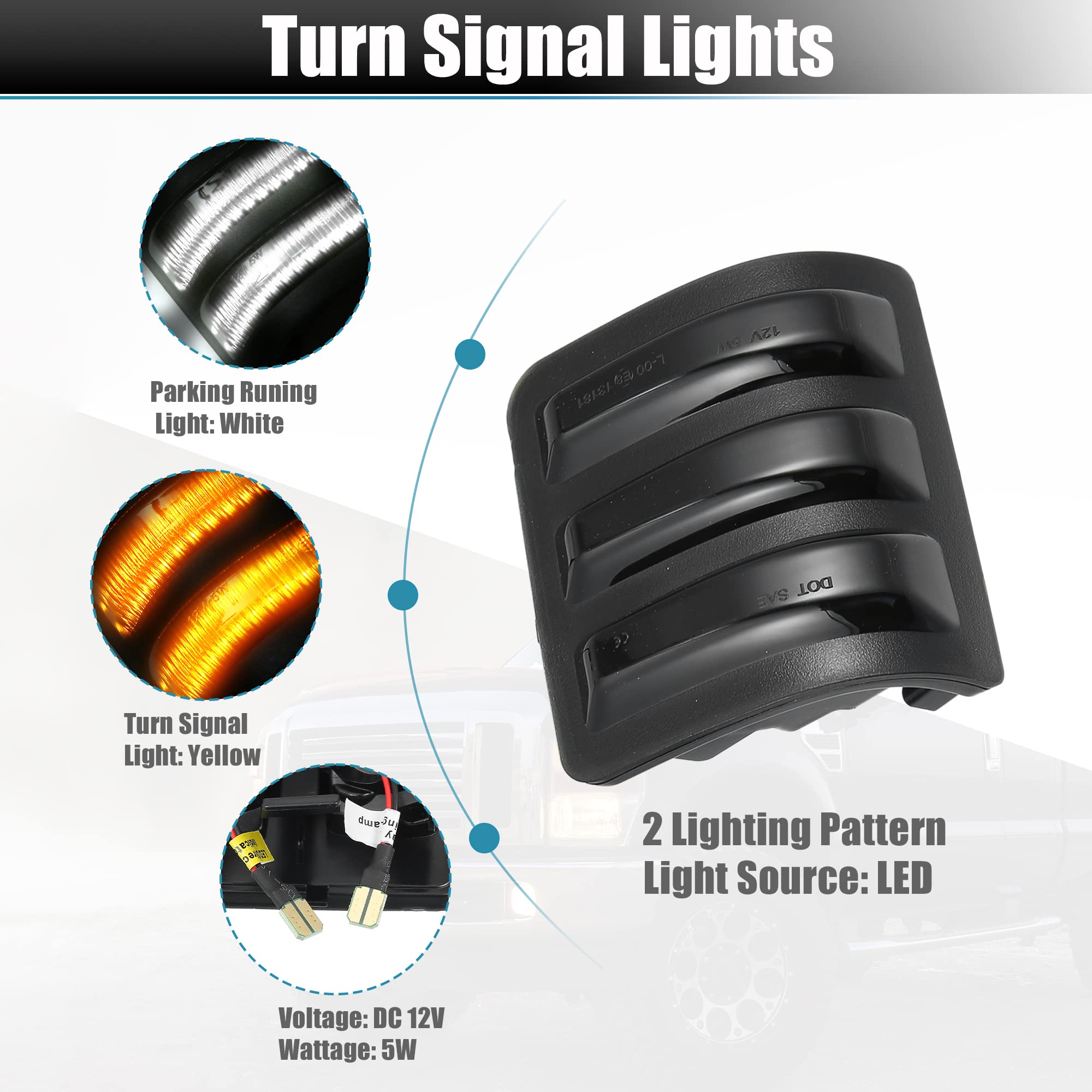 X AUTOHAUX LED Side Mirror Turn Signal Lights - Amber/White Sequential Smoked Switchback Marker Lamps for Ford F250 F350 F450 F550 Super Duty (2008-2016) - 7C3Z13776A Compatible - Perfect for Towing, Night Driving & Enhanced Vehicle Safety (Pair)