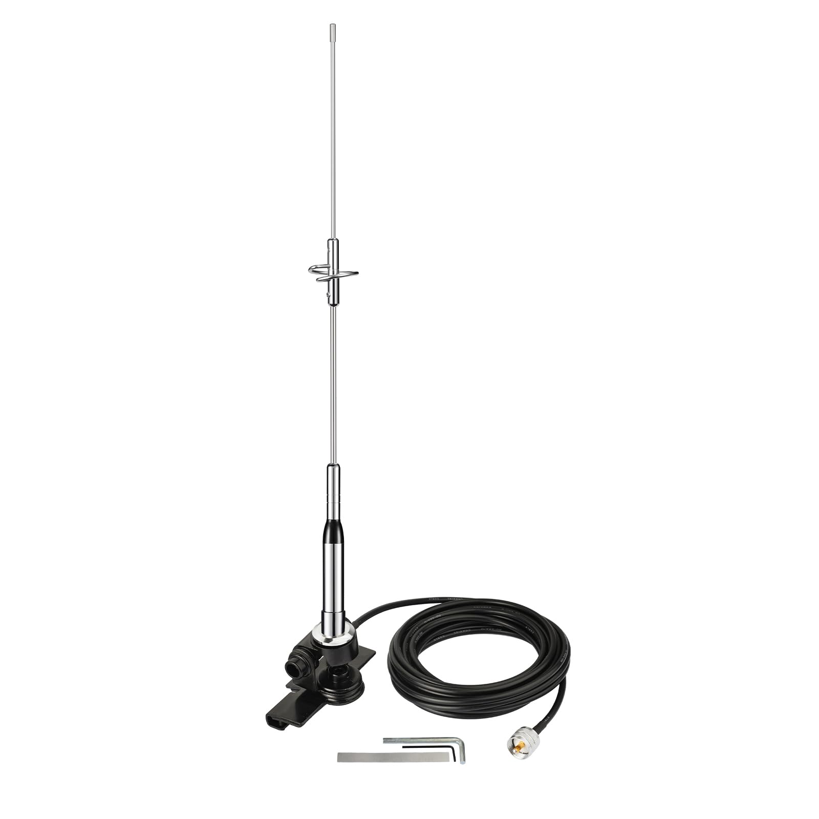 Bingfu High Gain Dual Band VHF UHF Antenna (136-174MHz & 400-470MHz) - Rust-Proof Mobile Ham Radio Antenna with Lip Mount Bracket & 16.4ft Cable - Perfect for Car, Truck, Marine & Amateur Two-Way Radios - Ideal for Emergency Communication & Outdoor Adventures
