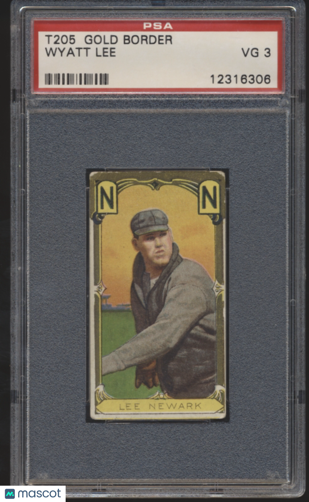 1911 T205 Gold Border Wyatt Lee Baseball Card PSA 3 - Vintage Collectible for Sports Memorabilia & Display