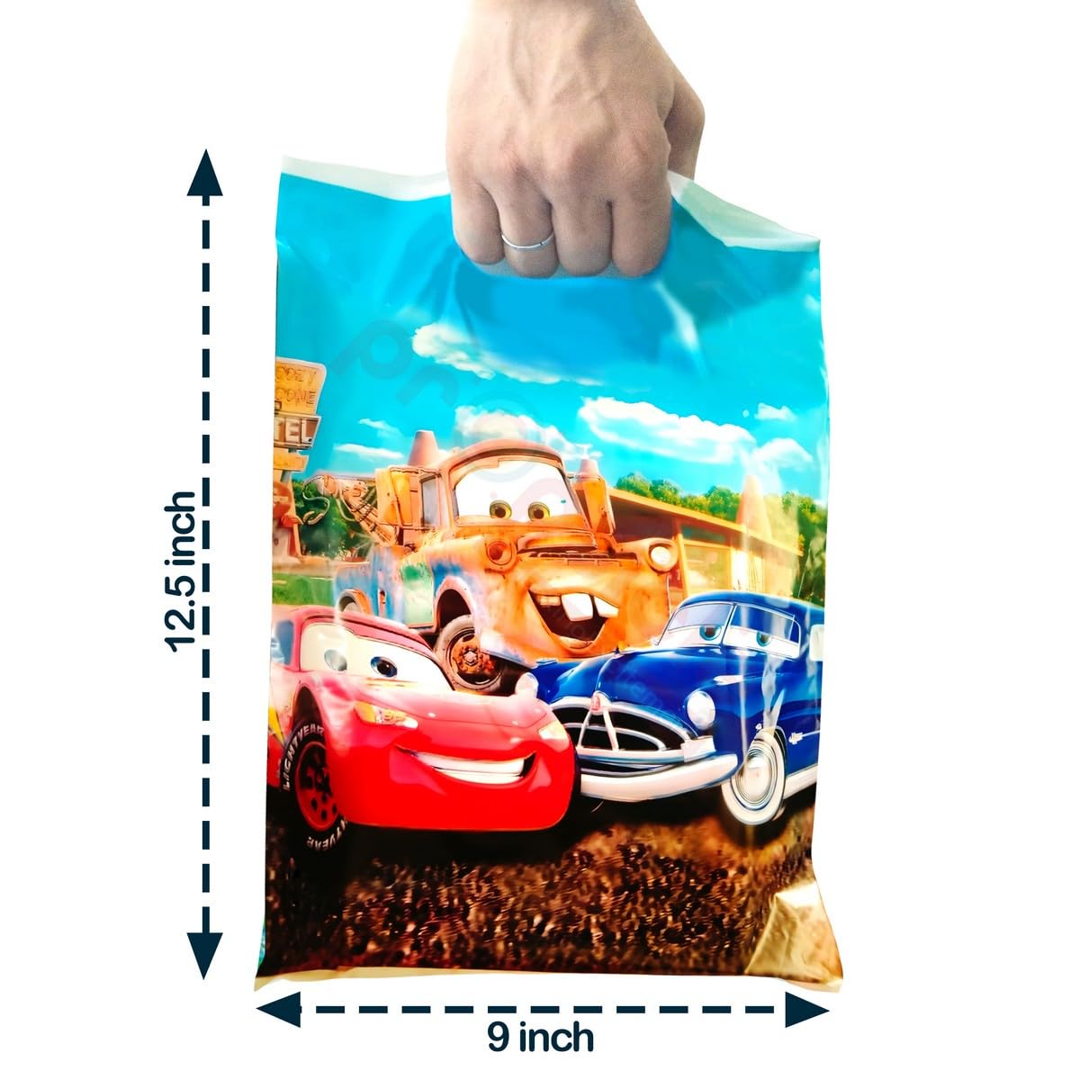 Car Theme Birthday Party Favors - Pack of 10 Blue Foil Goodie Bags for Kids | Boys & Girls Return Gifts | Perfect for Themed Parties, School Events & Birthday Celebrations