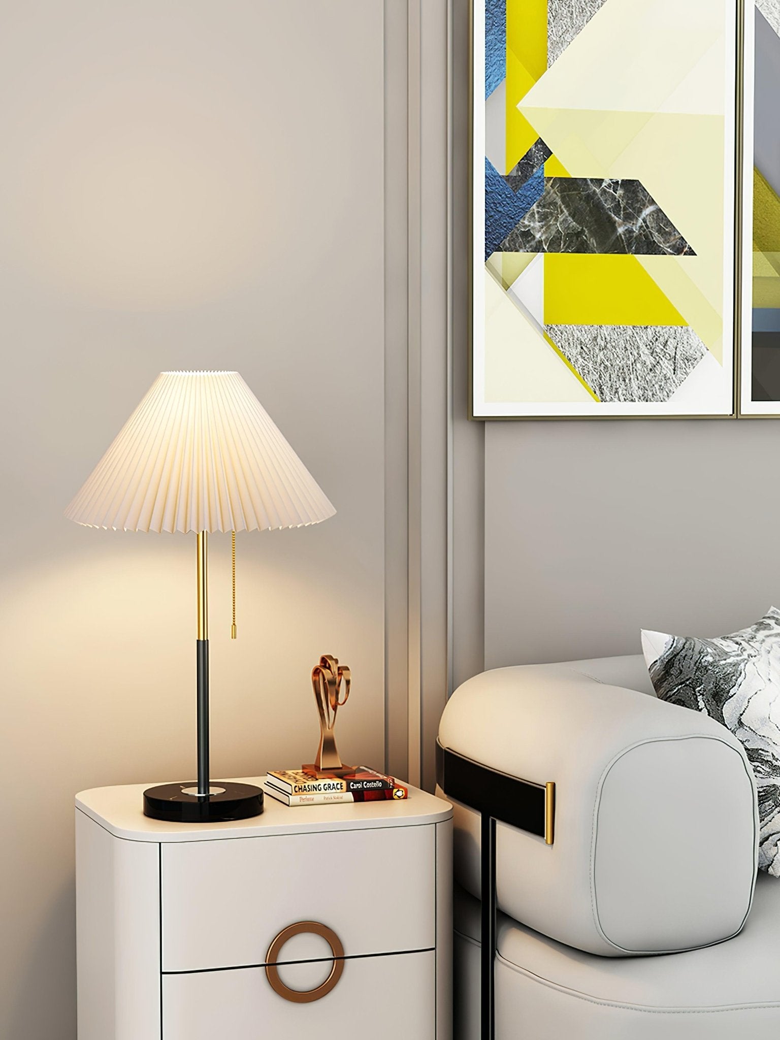 Modern Matin Table Lamp - Stylish LED Nightstand Light for Bedroom, Living Room & Office - Adjustable Brightness & Warm White Light - Perfect for Reading, Working & Relaxing