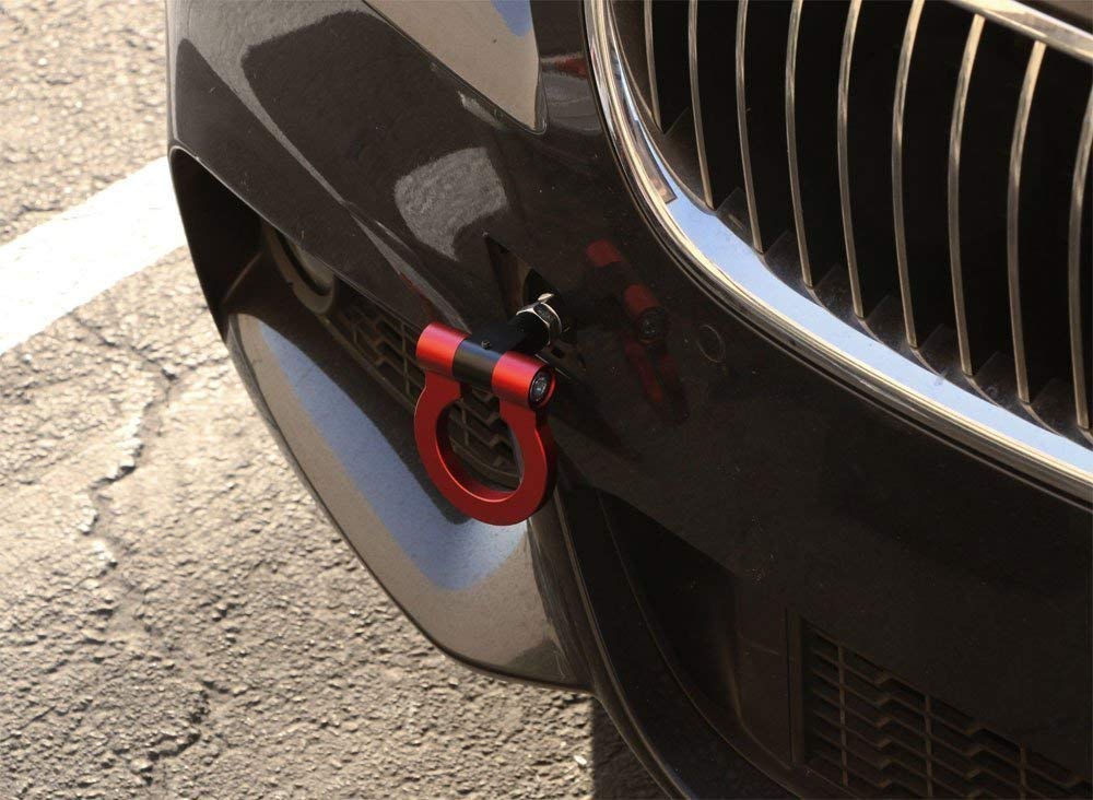 Euro Sports Red Front Tow Hook Ring for BMW X1 X3 X4 X5 X6 Z4 (Fxx Chassis) - Durable Car Accessory for Racing, Off-Road & Track Day Enthusiasts