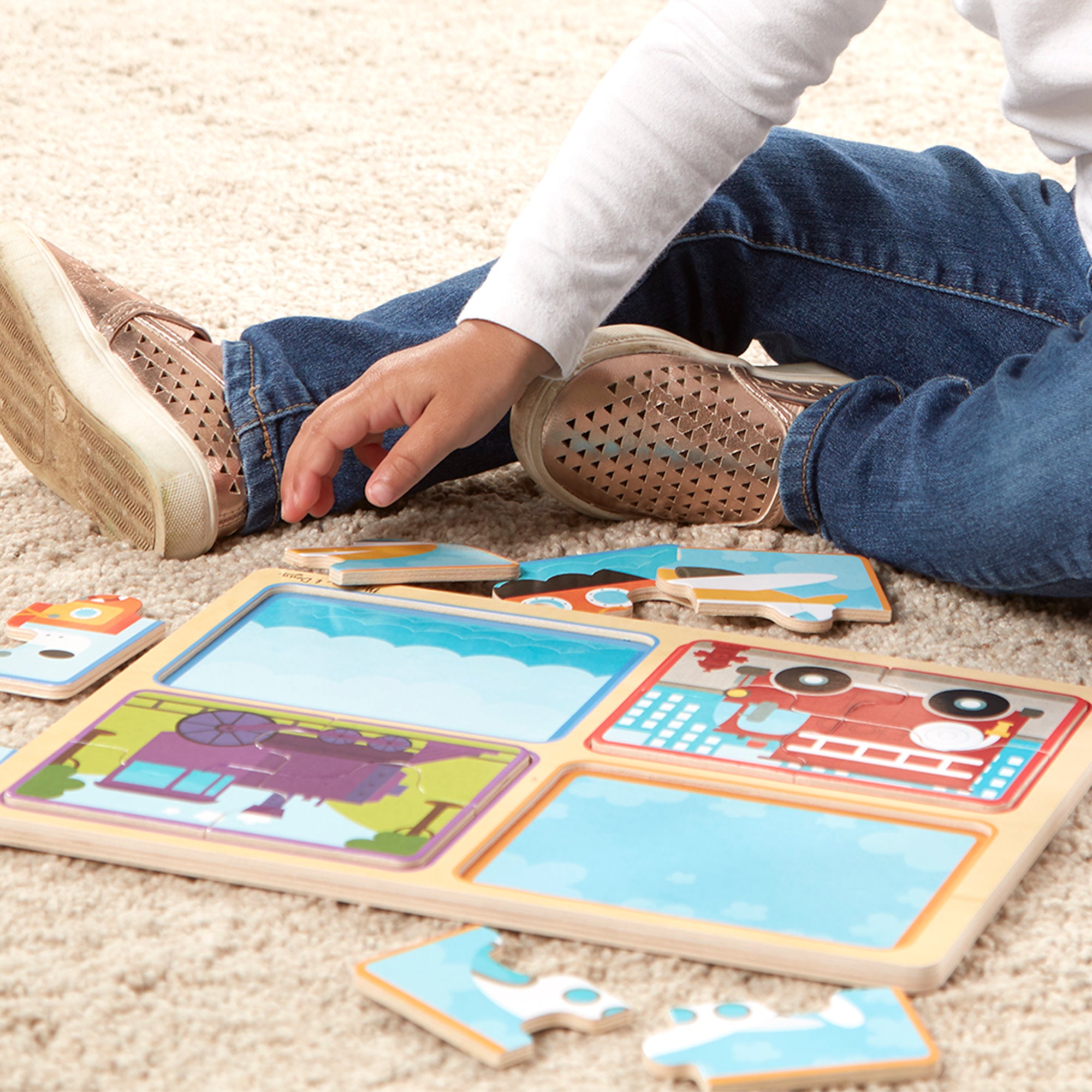Natural Wooden Puzzle for Kids - Educational Learning Toy for Toddlers - Ready, Set, Go - Perfect for Preschool Classroom & Montessori Activities