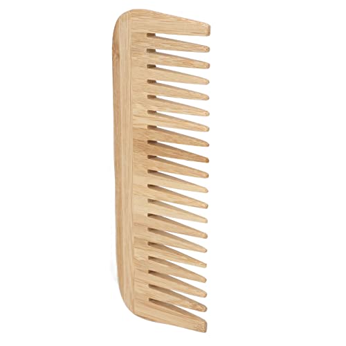 Bamboo Wide Tooth Comb for Wet Hair - Lightweight & Flexible Detangling Hairbrush for Long Hair - Perfect for Home, Travel & Salon Use