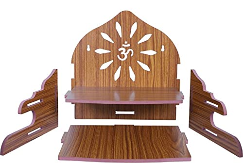 Handcrafted Engineered Wood Home Temple for Durga Pooja, Navratri & Ganesh Chaturthi - Christmas & New Year Special Decor for Hindu Worship