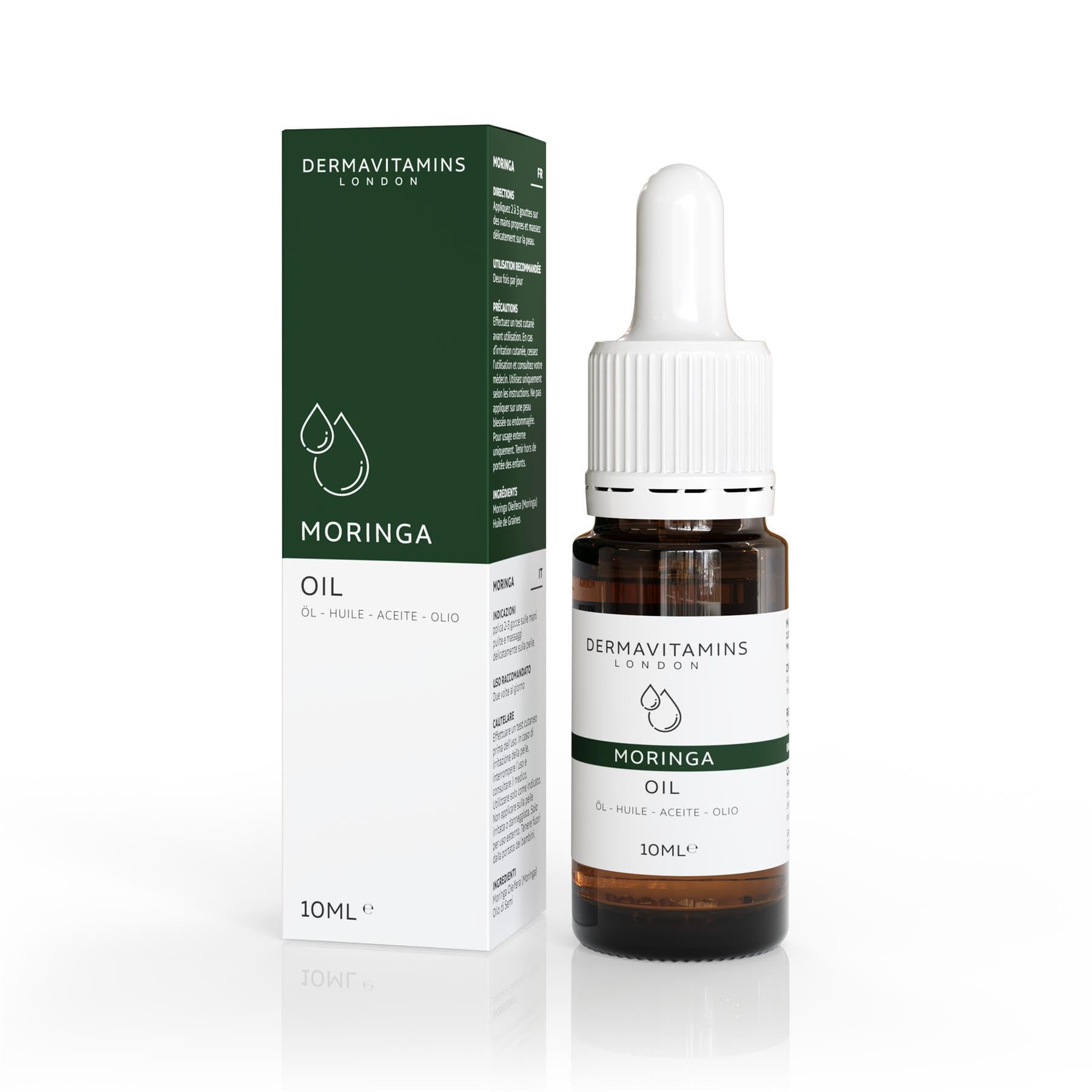 Pure 100% Moringa Oil by Dermavitamins - 10ml | Organic Cold-Pressed for Skin & Hair Care | Perfect for Moisturizing, Anti-Aging & Scalp Treatment