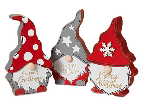 7.8 Inch Wooden Christmas Gnome Block Sign - Festive Holiday Home Decor for Mantel, Tabletop, and Shelf Display