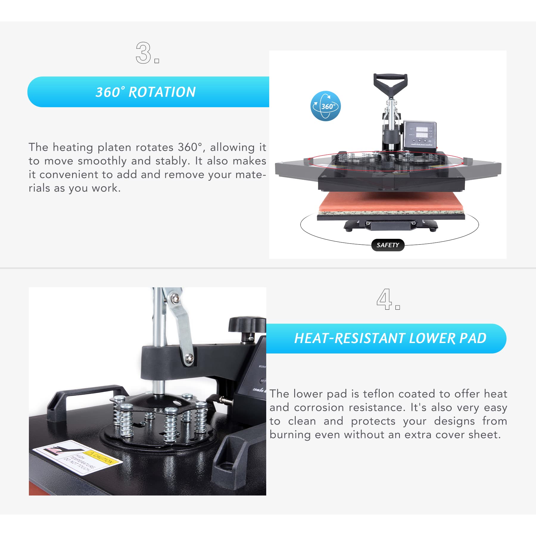 CO-Z 12x15 Inch Professional Heat Press Machine 1250W - 8-in-1 Multi-Purpose Swing-Away T-Shirt Transfer Kit with Plates for Caps, Mugs & More - Perfect for DIY T-Shirts, Custom Hats, Sublimation Projects & Small Business Printing