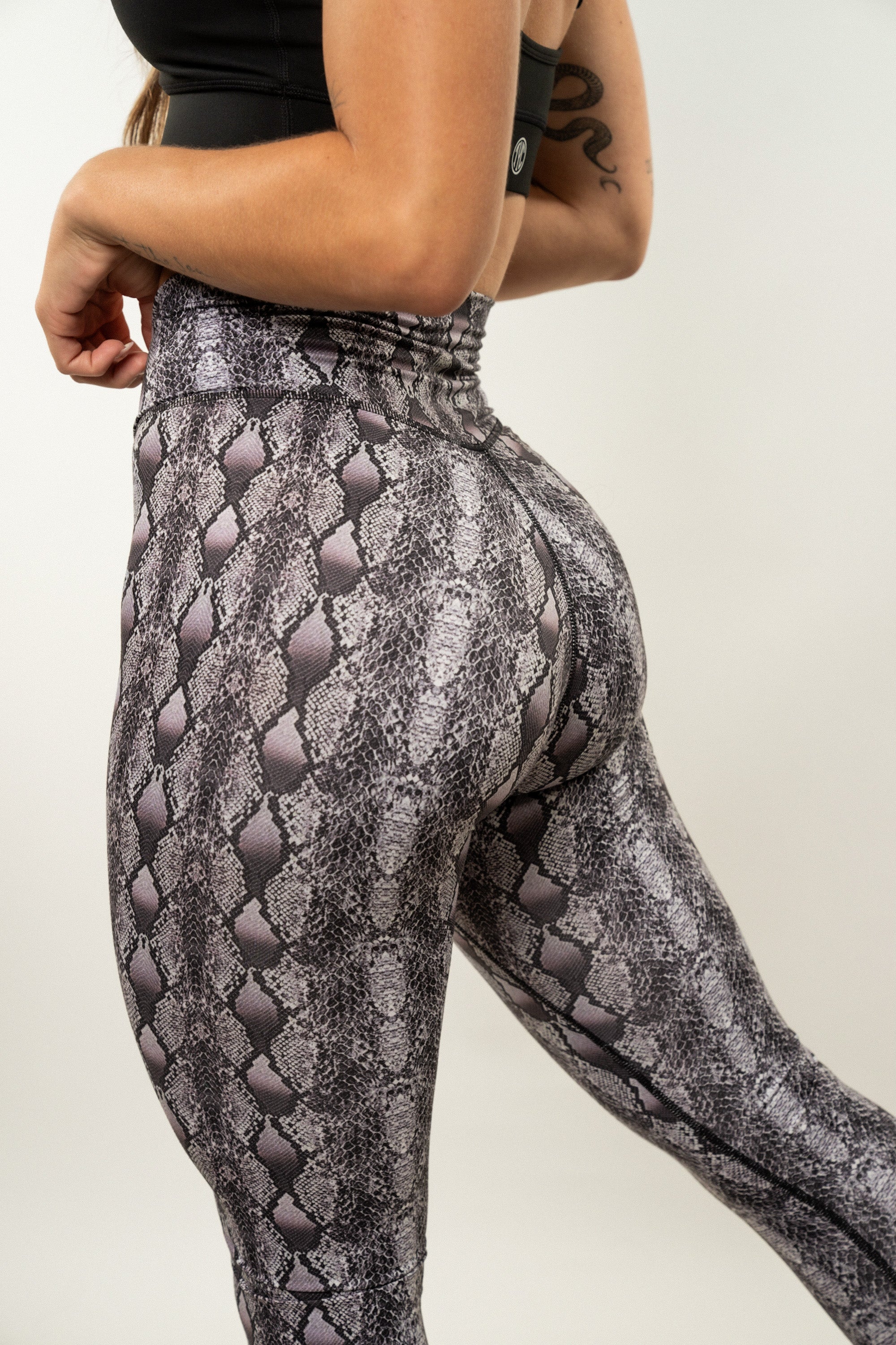 Vortex Classic Leggings for Women - High Waisted Yoga Pants with Purple Python Print | Perfect for Yoga, Gym, Running & Everyday Wear