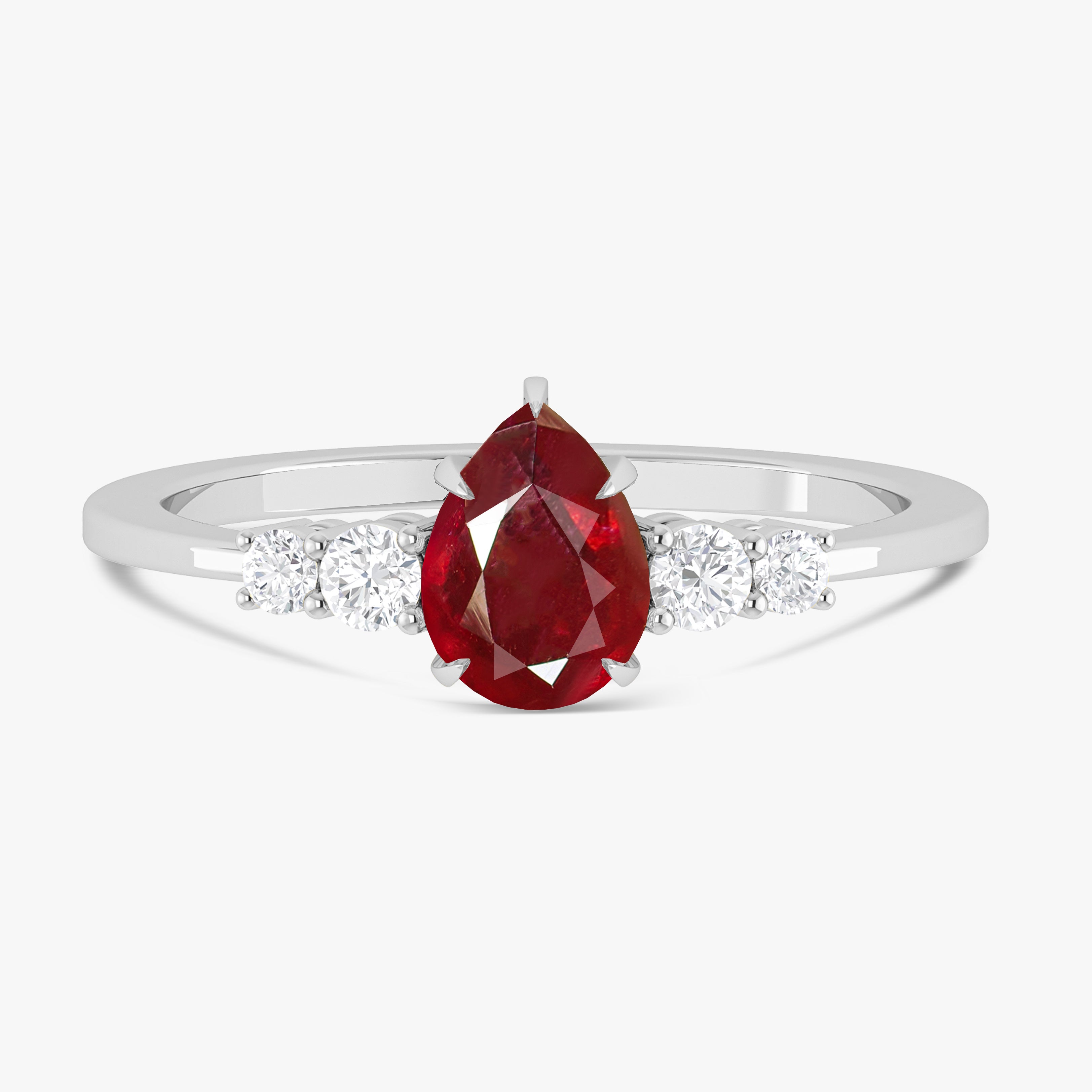 Natural Red Ruby Faceted Pear Ring - Elegant Handmade Jewelry for Women | Perfect for Weddings, Parties & Special Occasions
