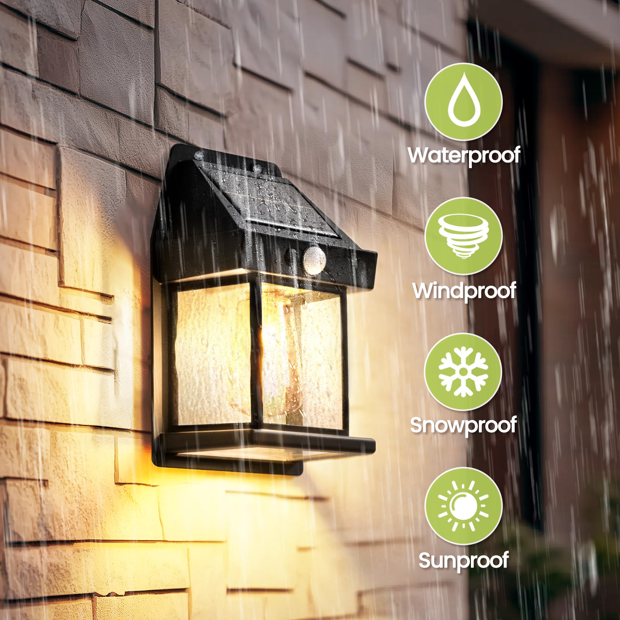 4 Pack Solar Motion Sensor Wall Lights - Waterproof LED Outdoor Lights with 3 Lighting Modes for Deck, Fence, Garage, Barn, Patio & Yard - Perfect for Home Security and Nighttime Illumination