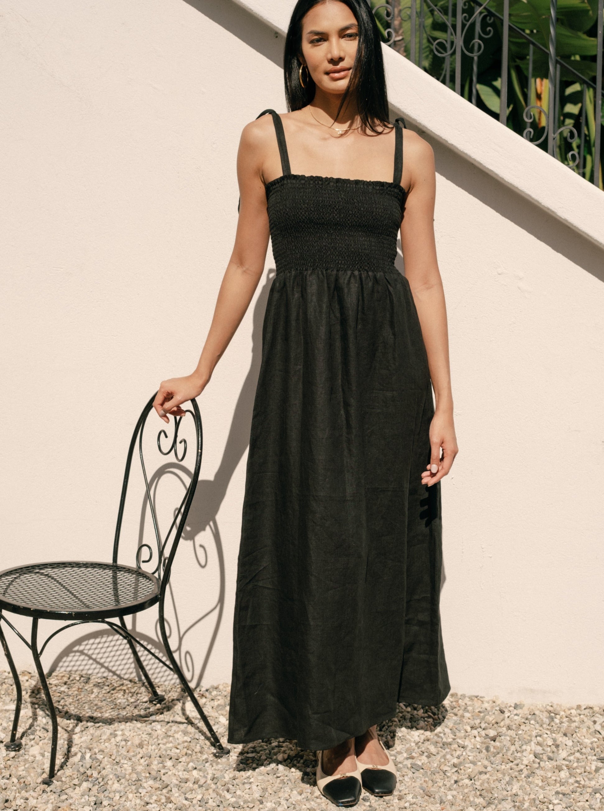 Sophie Dress - Black Linen Summer Dress for Women | Elegant Casual & Party Wear | Perfect for Beach, Office & Date Nights