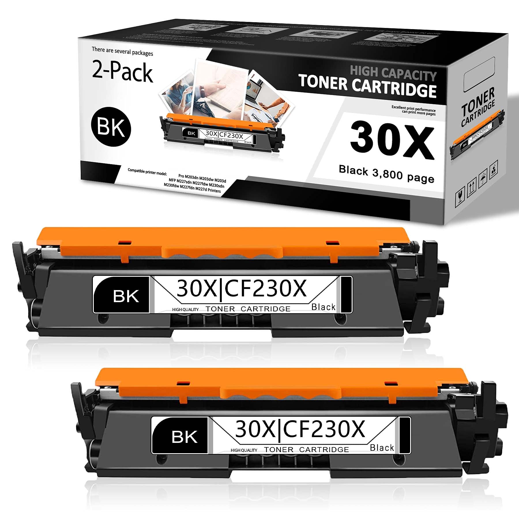 2-Pack VIT CF230X High Yield Black Toner Cartridge Replacement for HP Pro M203dn/M203dw/M203d/MFP M227sdn/M227fdw/M227fdn/M227d Ultra MFP M230sdn/M230fdw Printers | Compatible & Reliable | Ideal for Home Office & Small Business Printing