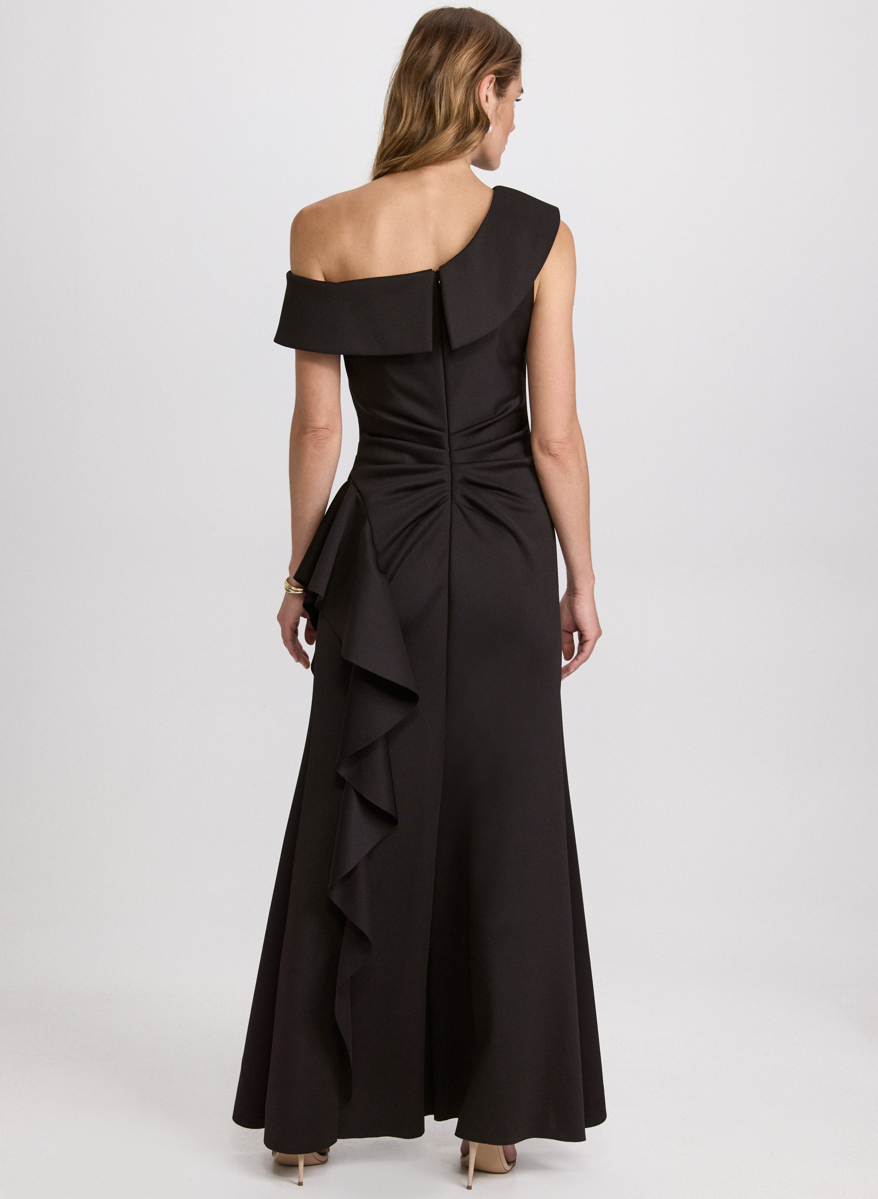 Elegant Asymmetrical Waterfall Ruffle Maxi Dress for Women - Perfect for Weddings, Parties & Special Occasions