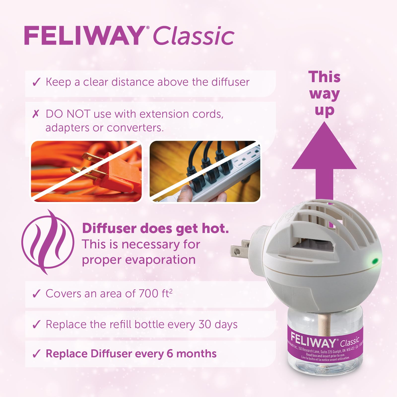 FELIWAY CLASSIC Diffuser Refill 3-Pack (90 Day Supply) - Calming Solution for Cats to Reduce Stress, Urine Spraying & Scratching - Compatible with FELIWAY Diffusers - Perfect for Multi-Cat Homes, Travel & Vet Visits