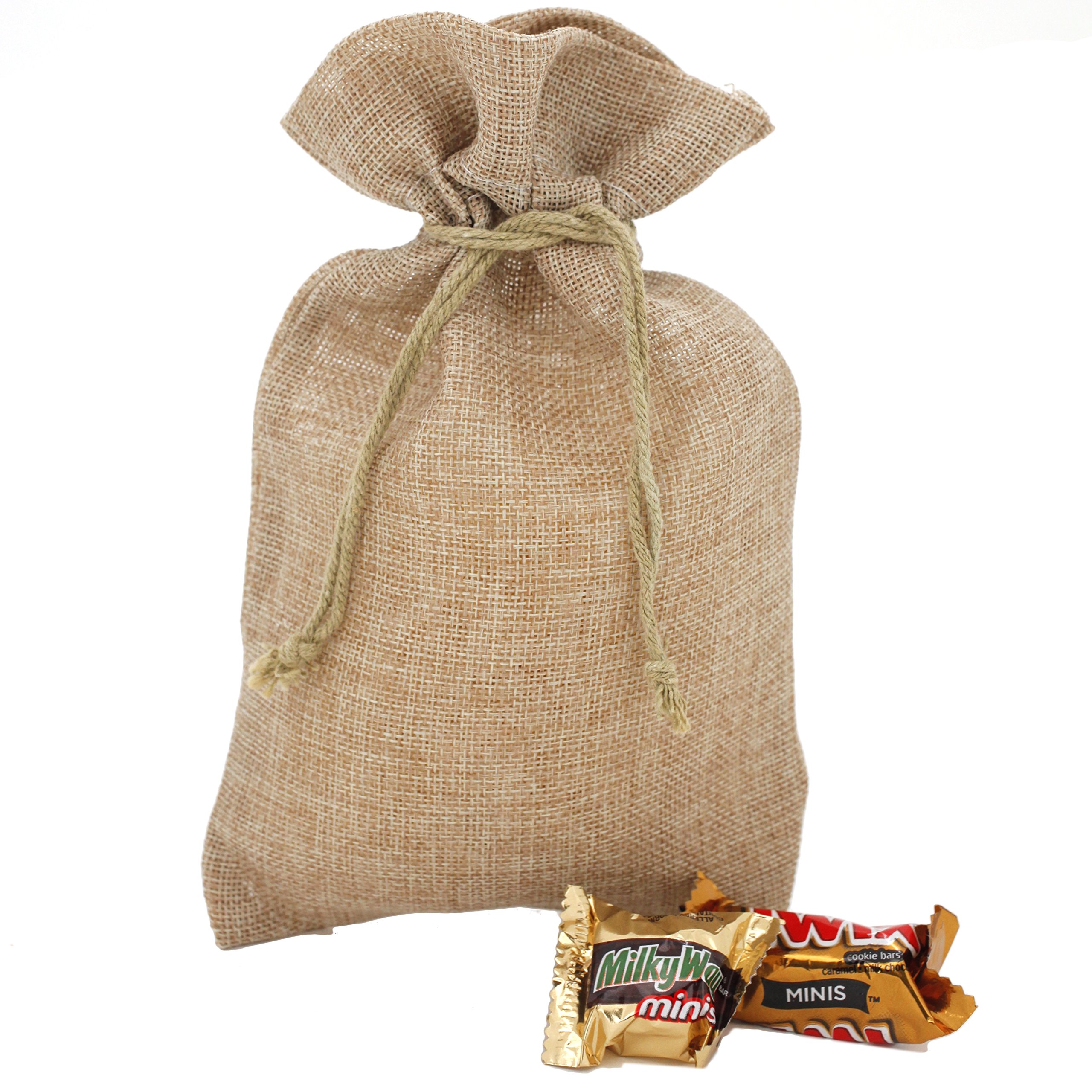Premium Burlap Gift Bags for Weddings, Parties & Holidays - Natural Beige Fabric Pouches for Candles, Wine & Gifts (9