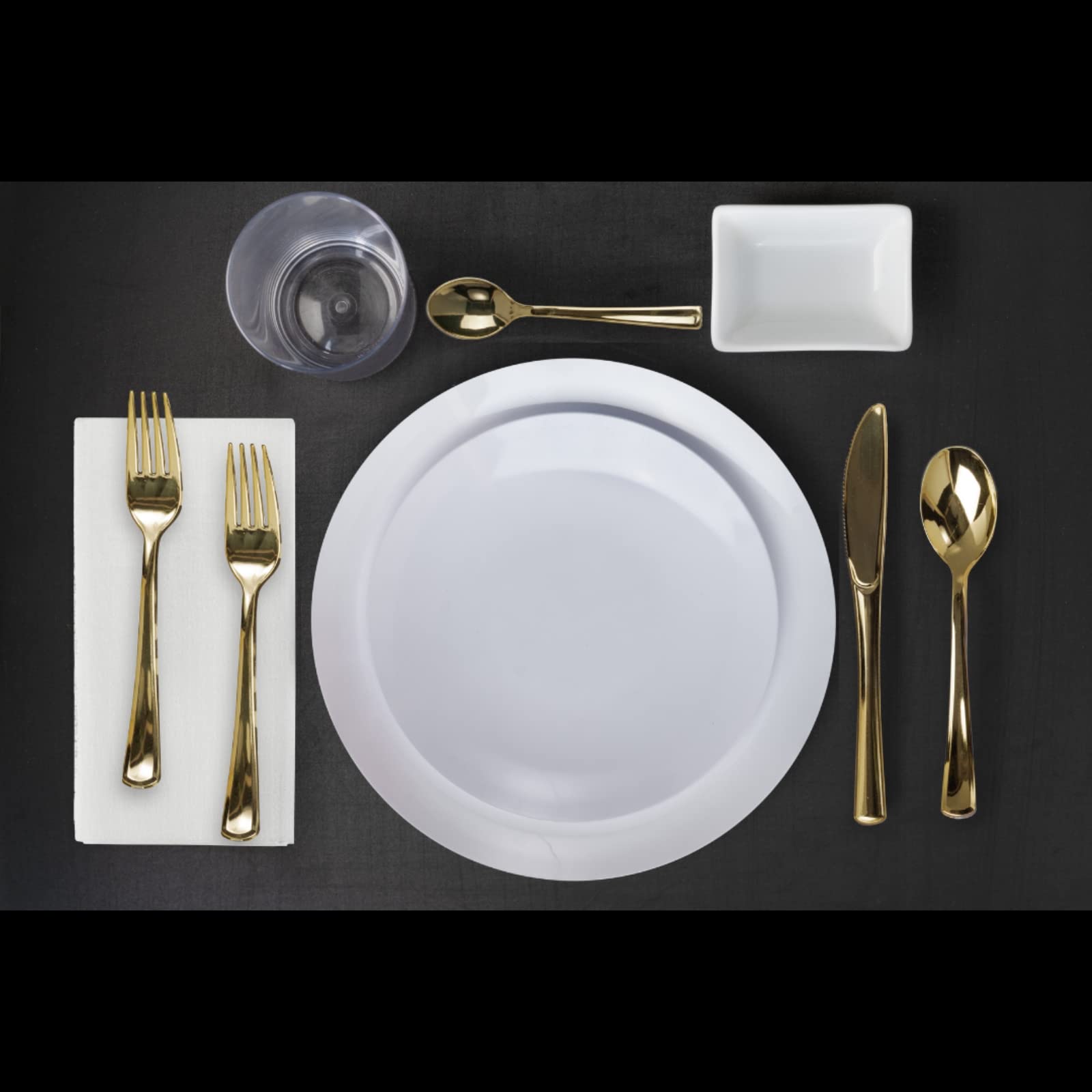 Trendables 40-Piece Disposable Plastic Plate Set with Cutlery - Includes Plates, Forks, Spoons, Knives & Dessert Spoons for Parties, Picnics & Outdoor Events - Elegant & Convenient Tableware Solution