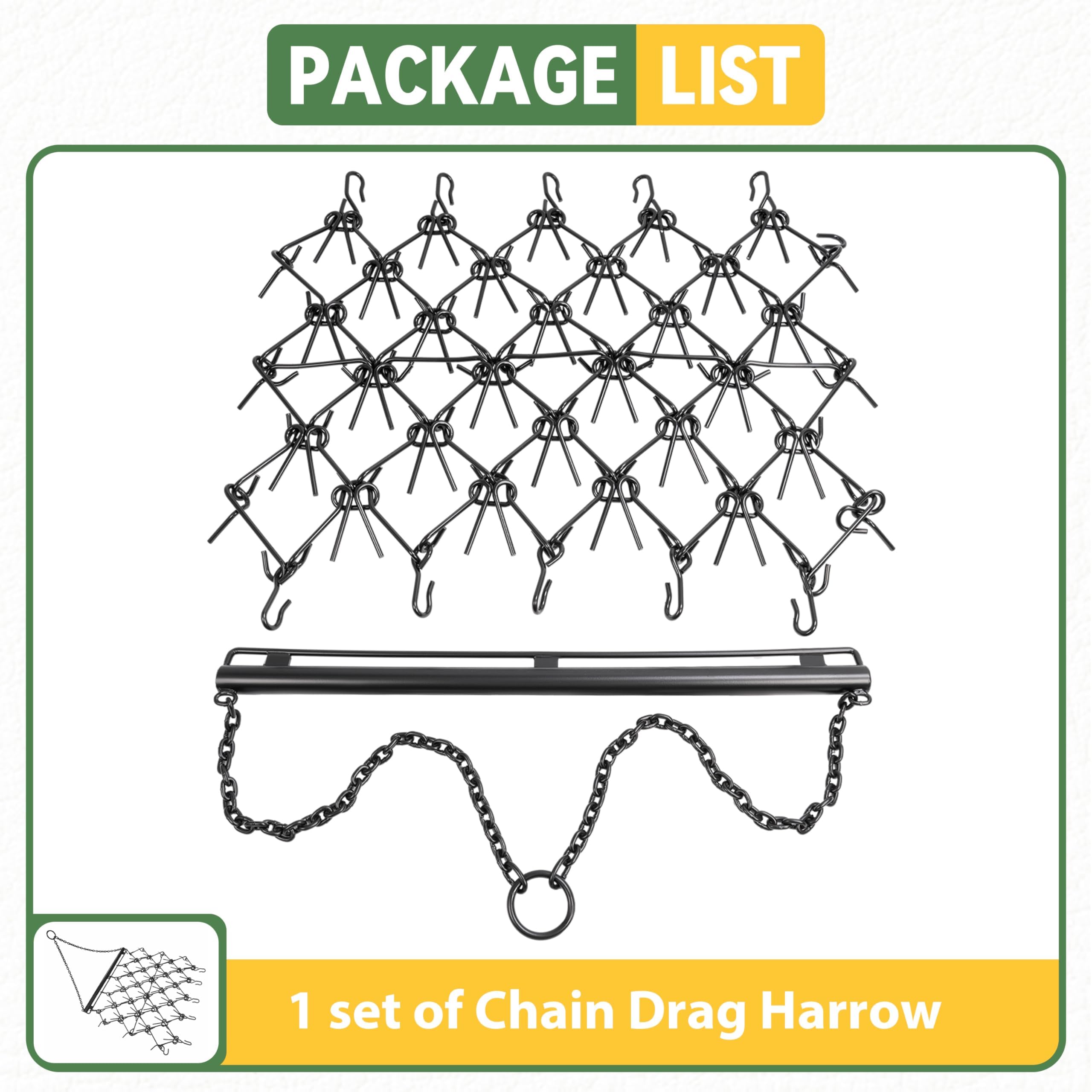 KUAFU 4' x 4' Heavy Duty Chain Drag Harrow with 3/8
