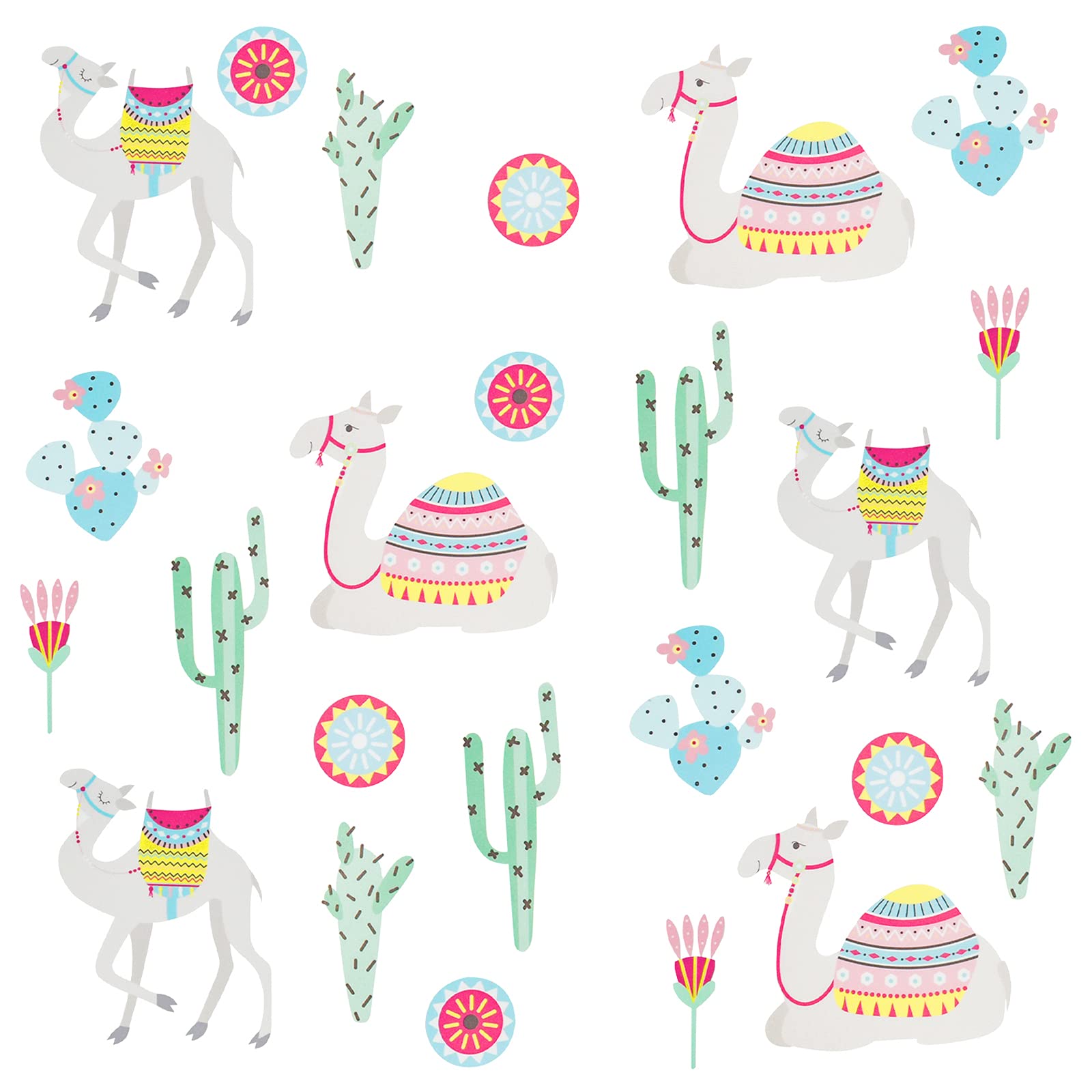 Maydahui Cactus Camel Desert Wall Decal - 35 x 40 Inch Peel and Stick Removable Wall Sticker with Shrub Flower Design, Perfect for Kids Room, Nursery, Bedroom & Playroom Decor - Easy DIY Home Decoration for Desert Theme Parties and Southwest Style Interior Design